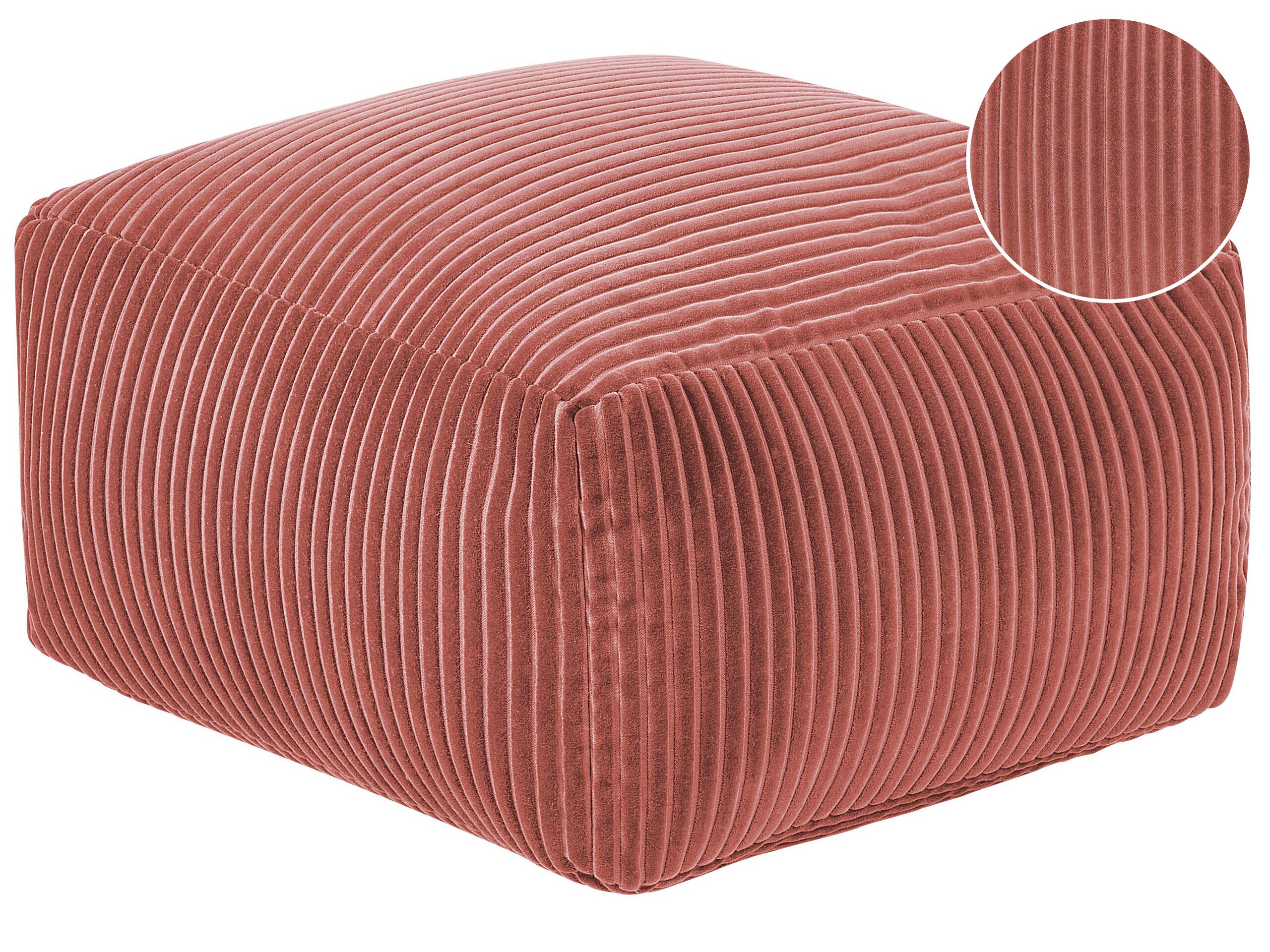 Corduroy Pouffe Light Red MUKKI - Gemini Interiors