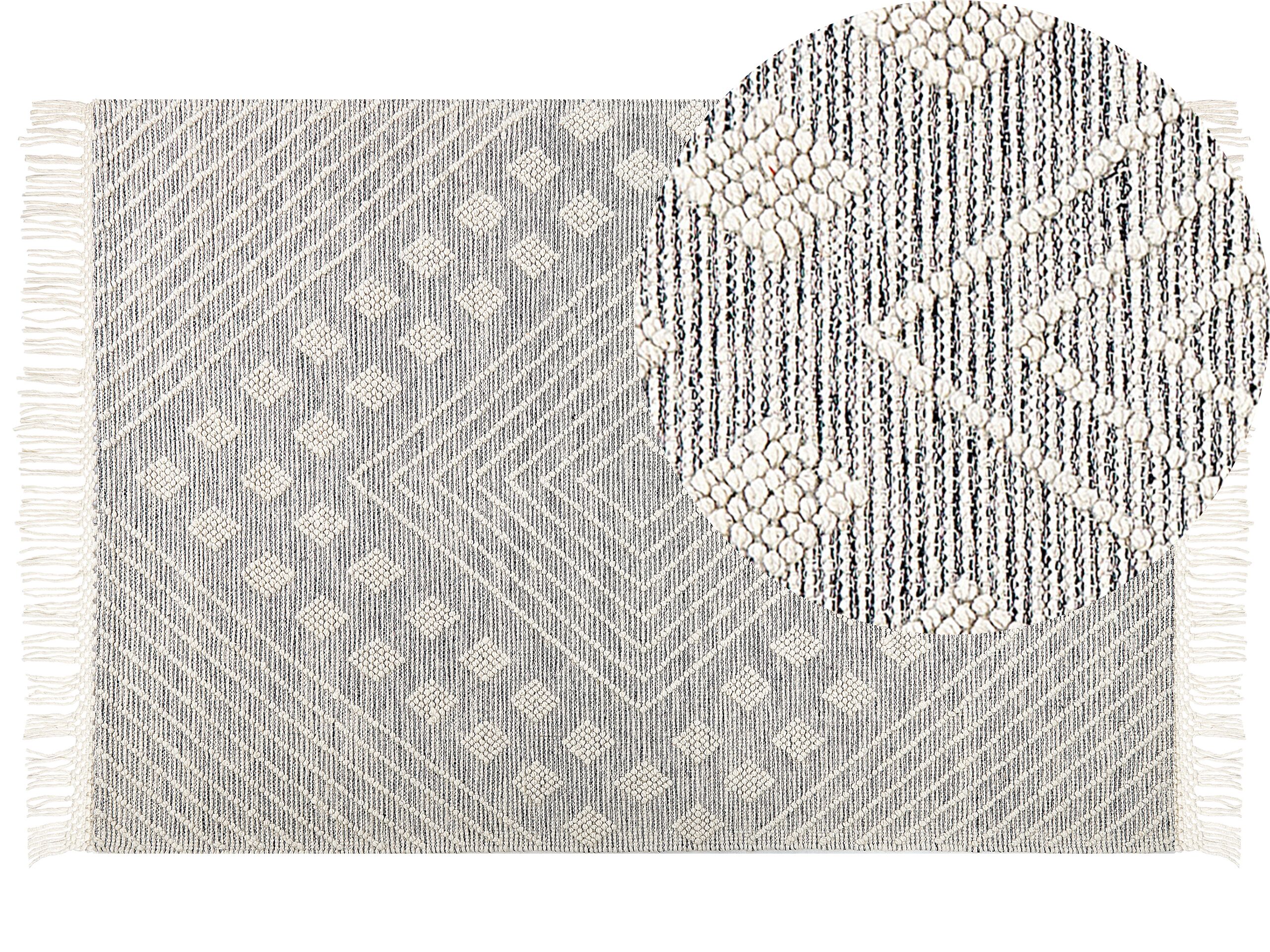 Wool Area Rug 160x230cm Grey and White - Gemini Interiors