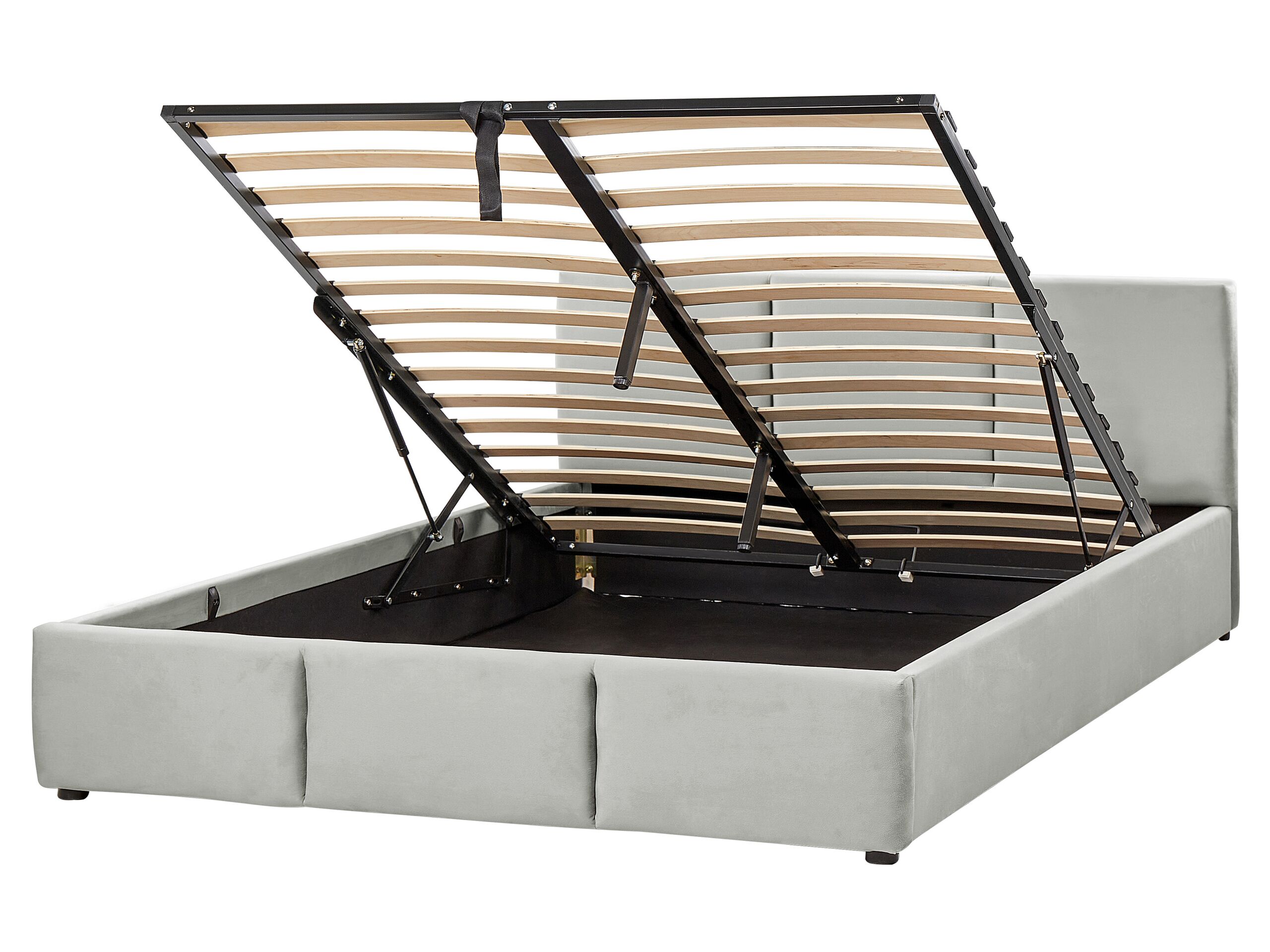 Velvet EU King Size Ottoman Bed Light Grey BOUSSE - Gemini Interiors