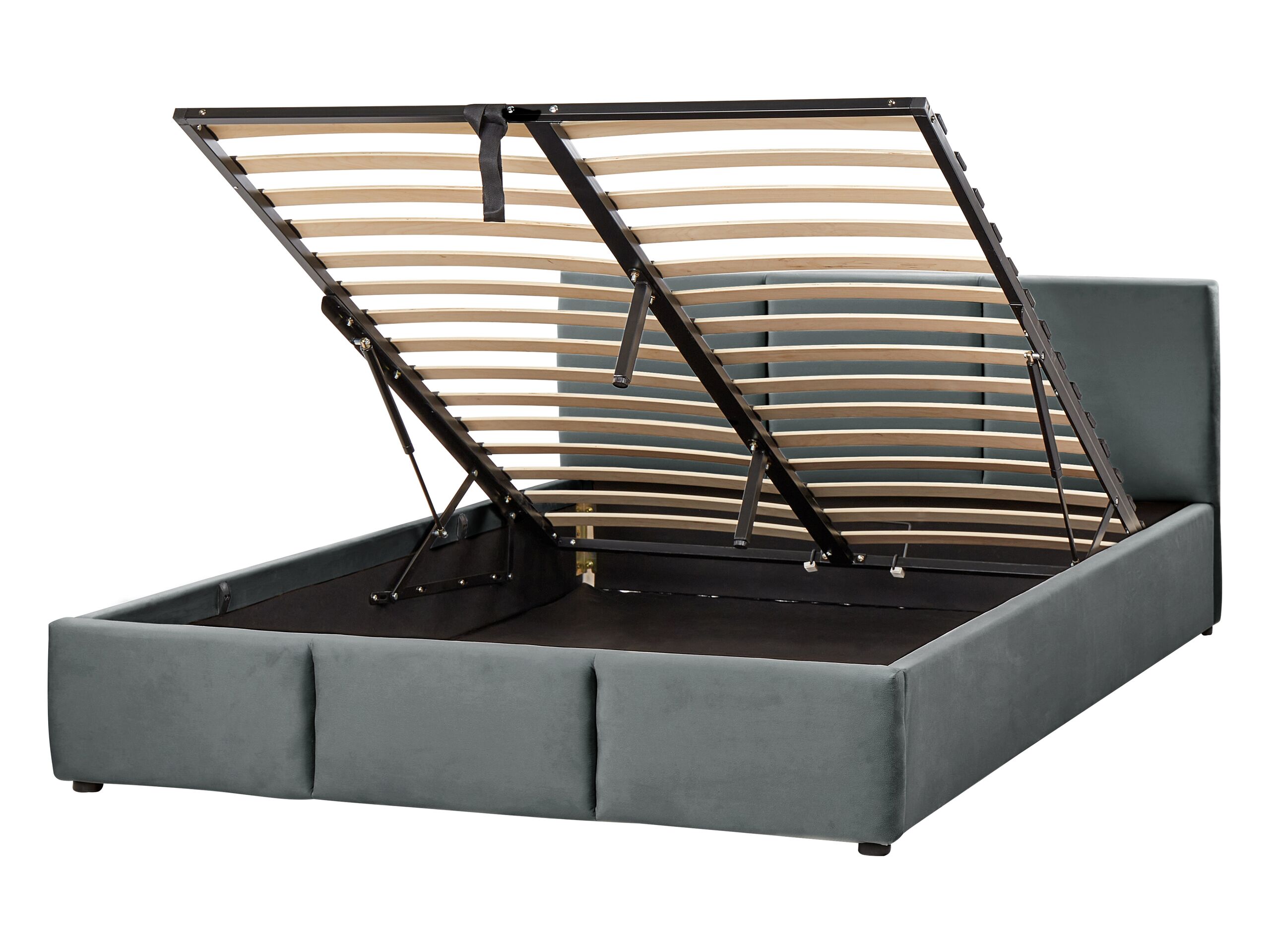 Velvet EU Double Size Ottoman Bed Dark Grey BOUSSE - Gemini Interiors
