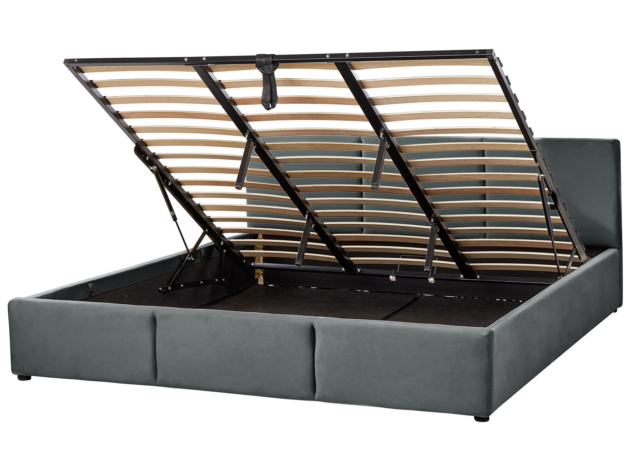 Velvet EU Super King Size Ottoman Bed Dark Grey BOUSSE - Gemini Interiors
