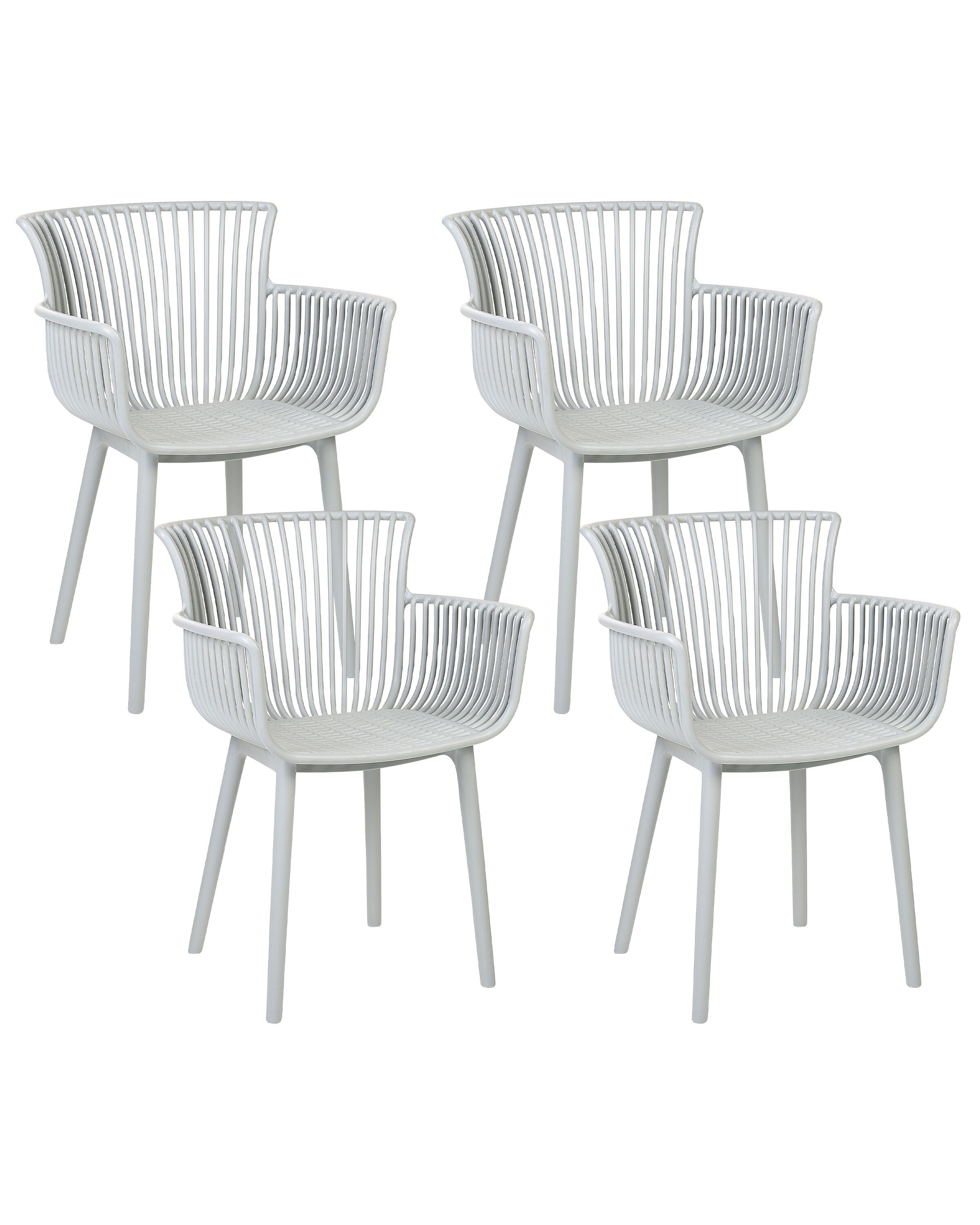 Set of 4 Plastic Dining Chairs Light Grey PESARO - Gemini Interiors