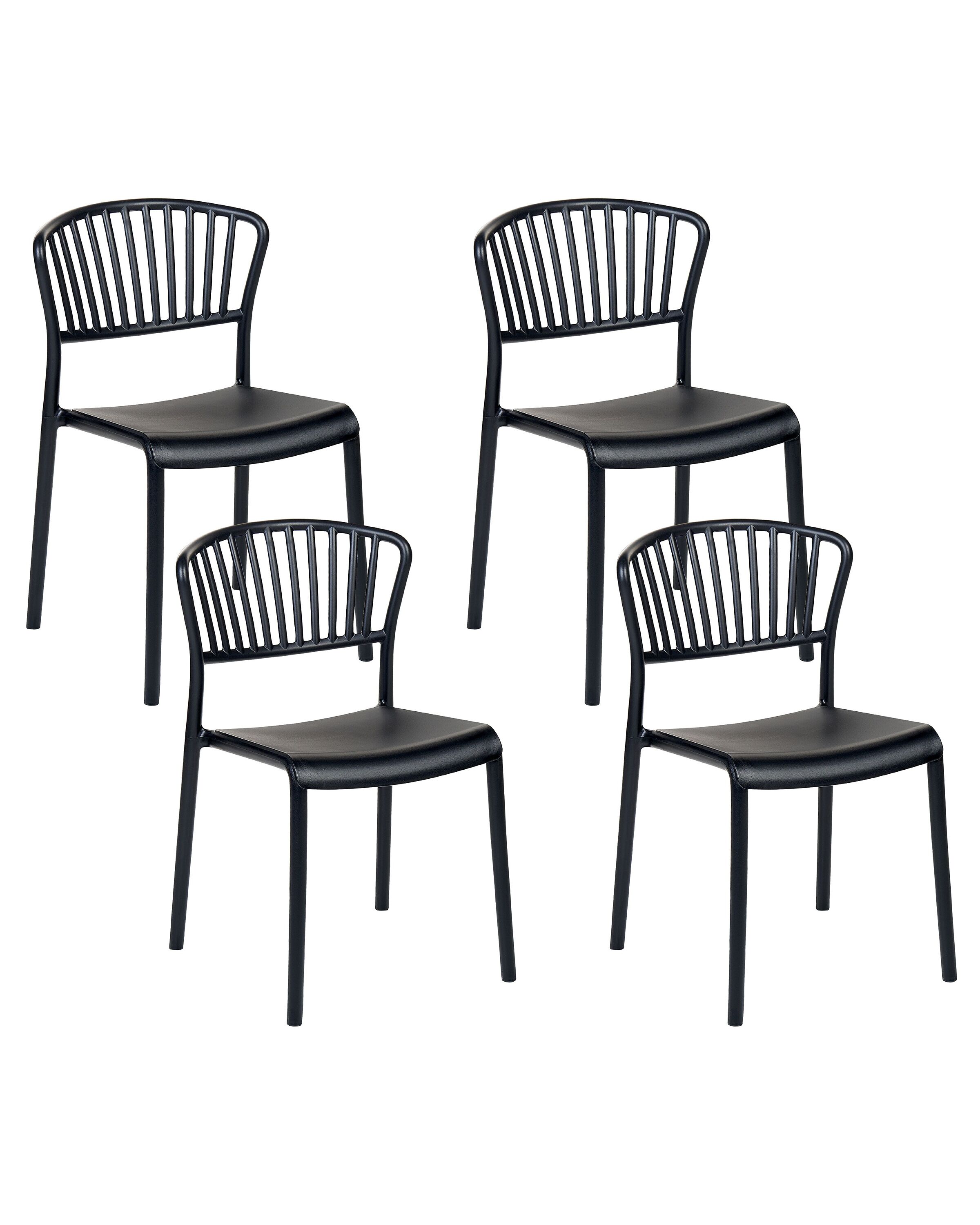 Set of 4 Plastic Dining Chairs Black GELA - Gemini Interiors