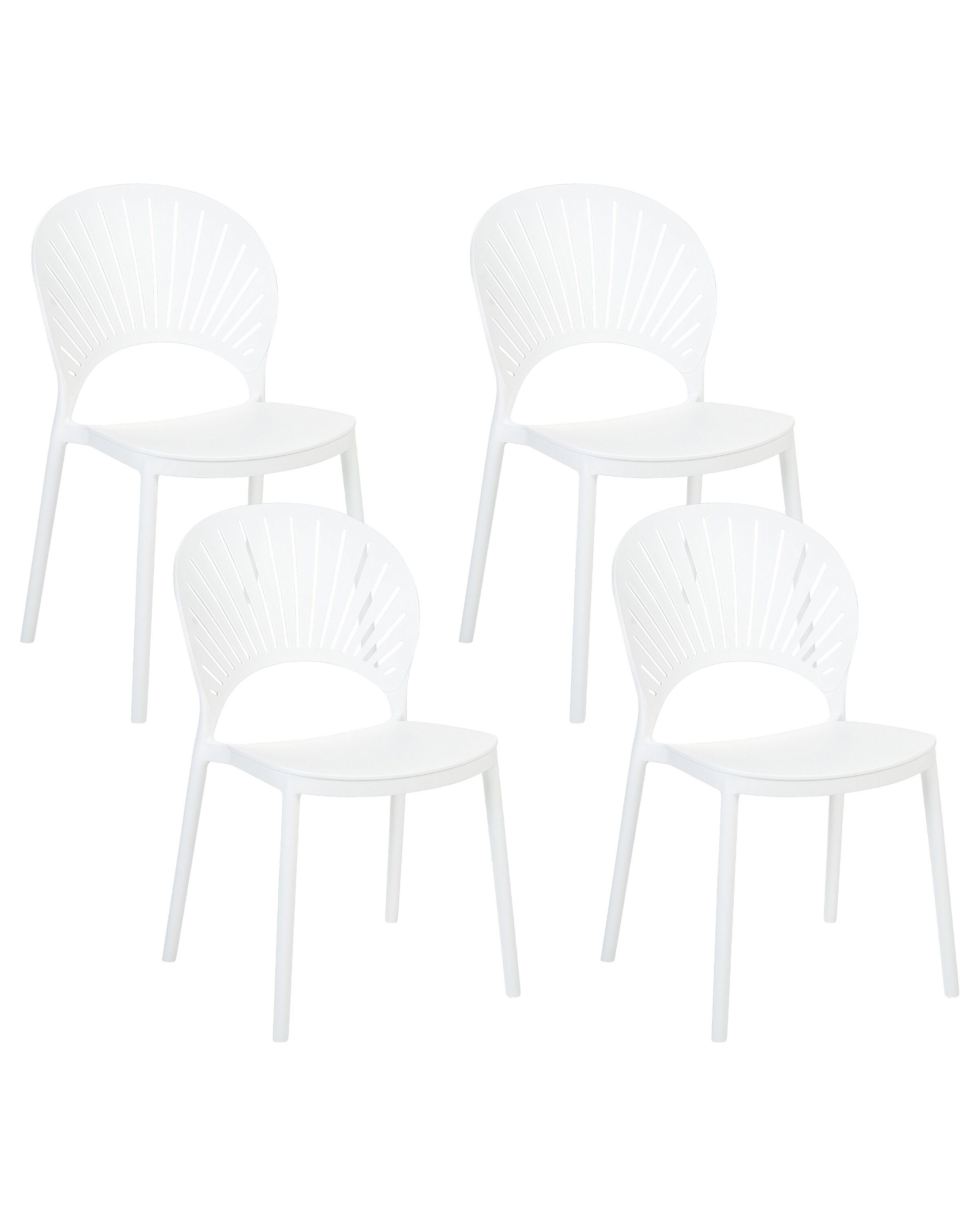 Set of 4 Plastic Dining Chairs White OSTIA - Gemini Interiors