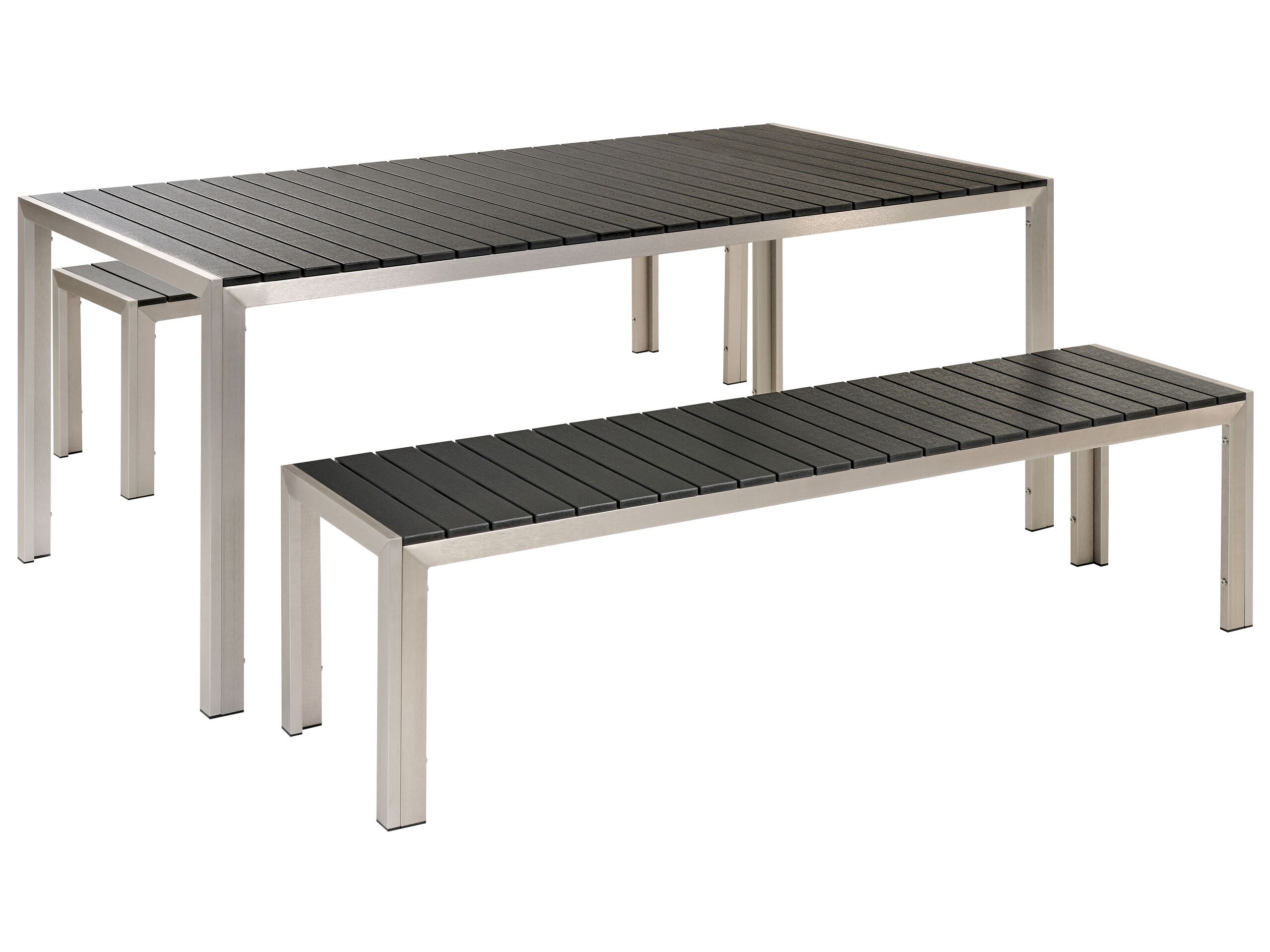 6 Seater Aluminium Garden Dining Set Black NARDO - Gemini Interiors