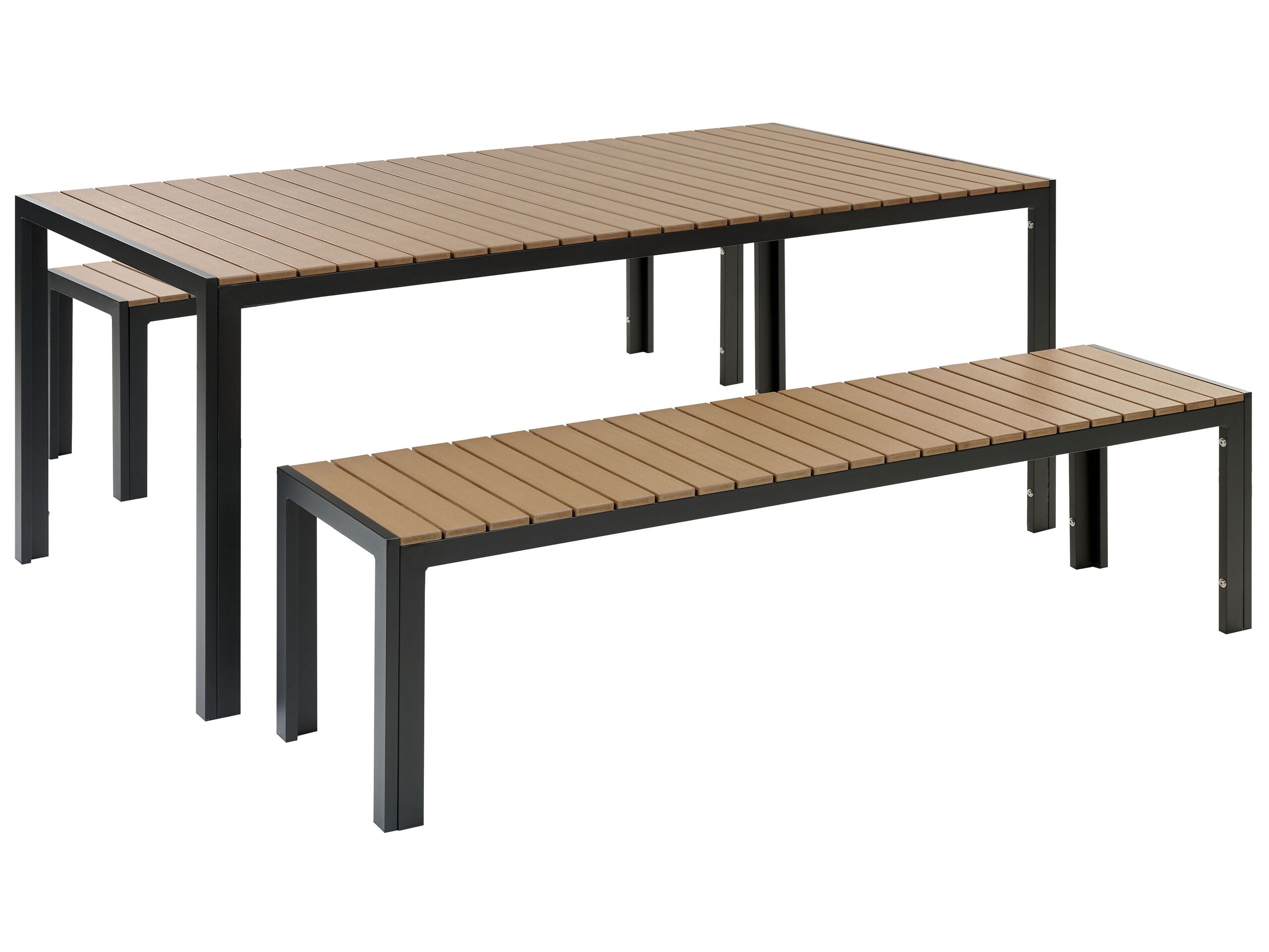6 Seater Aluminium Garden Dining Set Light Wood and Black NARDO - Gemini Interiors
