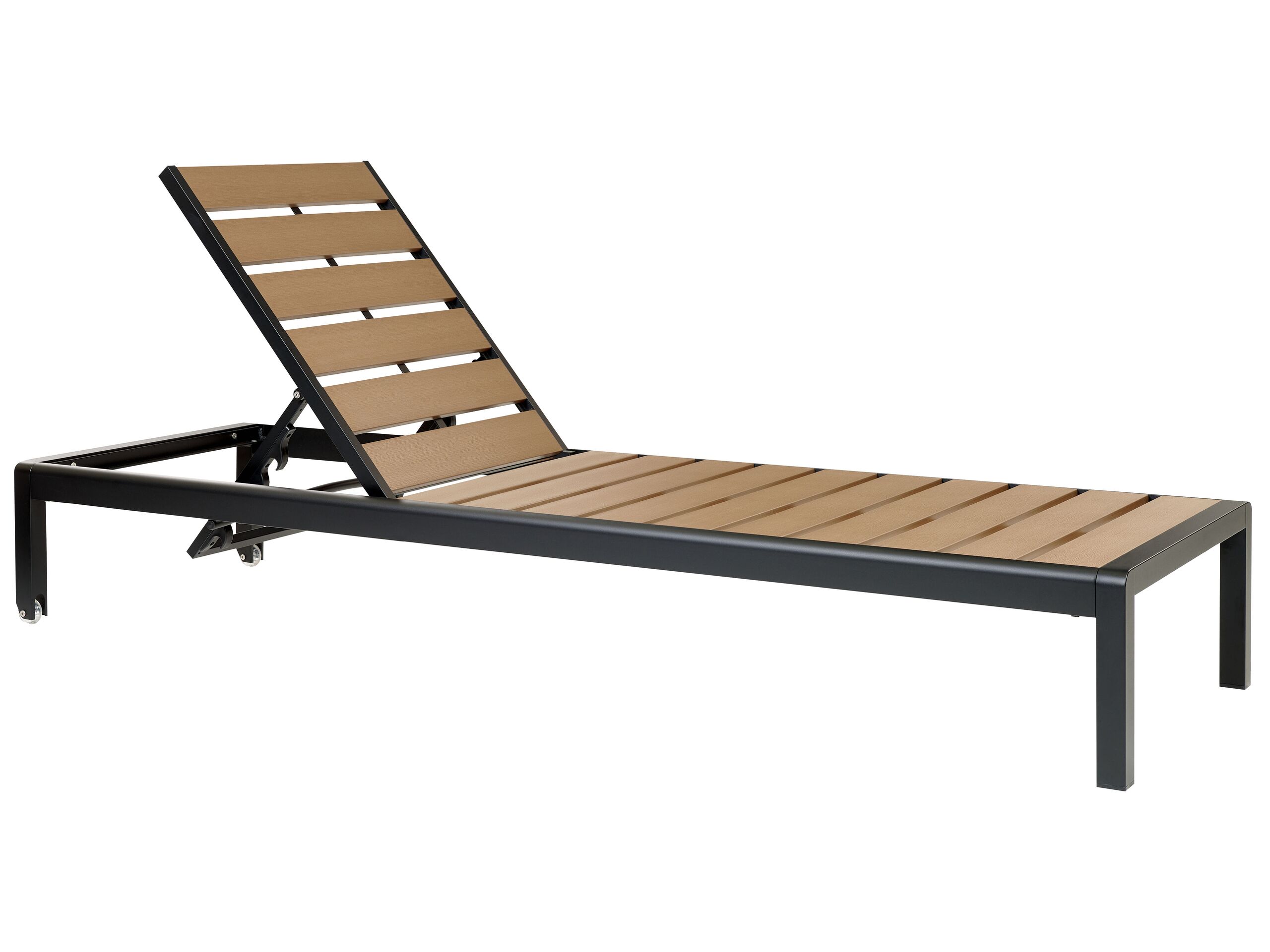 Aluminium Reclining Sun Lounger Light Wood and Black NARDO - Gemini Interiors