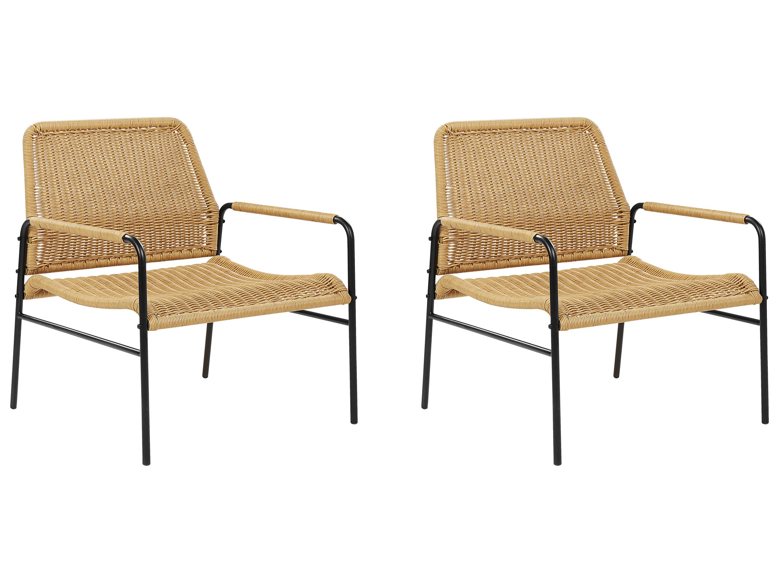 Set of 2 PE Rattan Garden Chairs Natural PRASIMO - Gemini Interiors