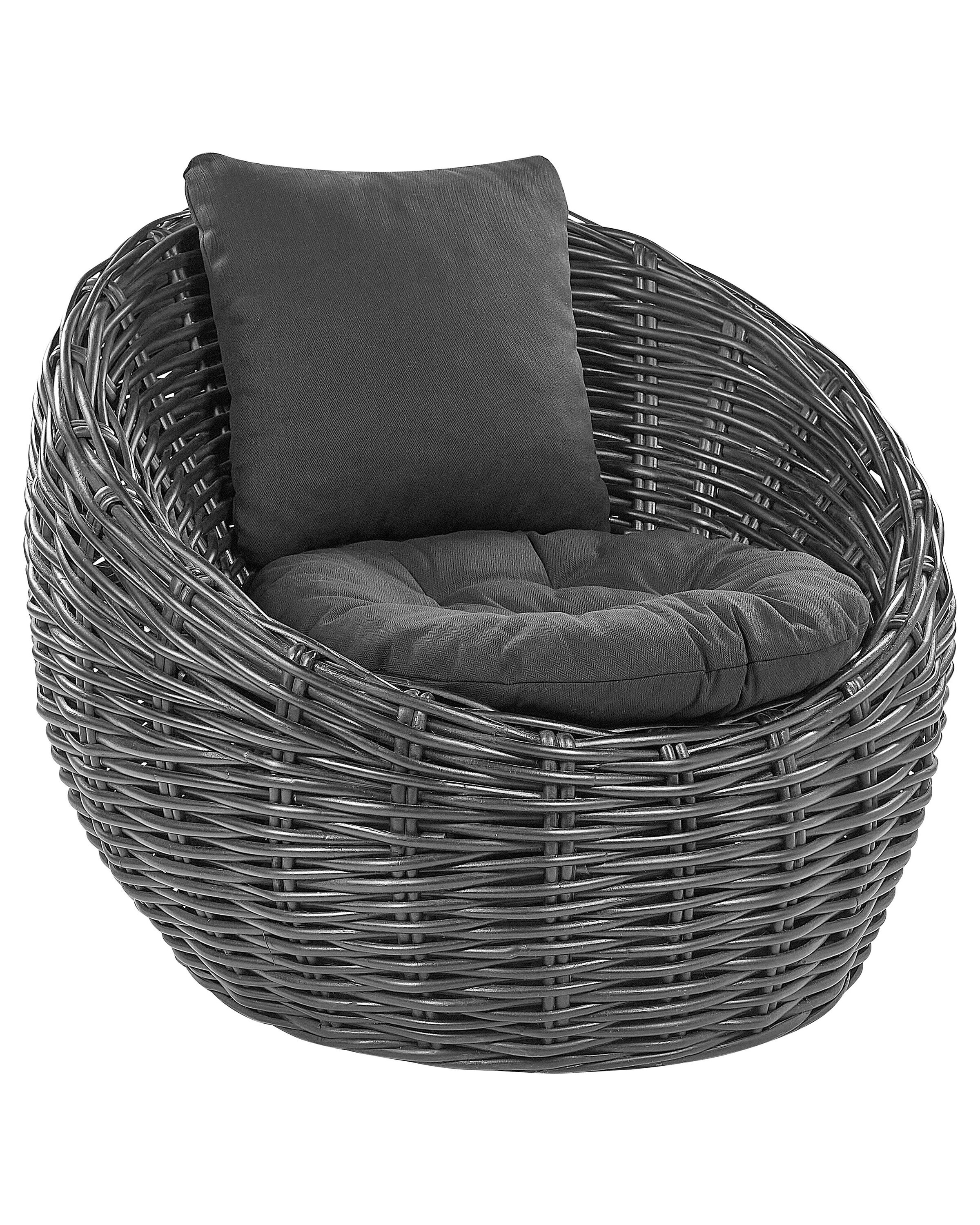 Rattan Chair Black LERICI - Gemini Interiors
