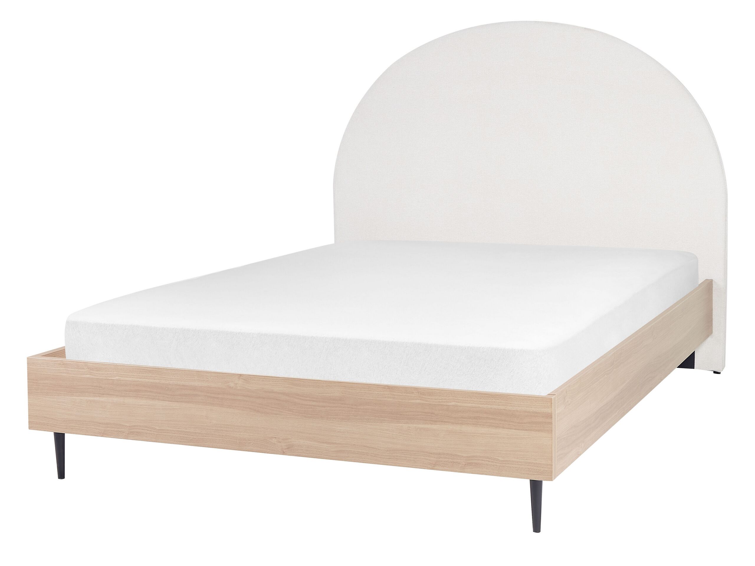 Fabric EU Double Size Bed White MILLAY - Gemini Interiors