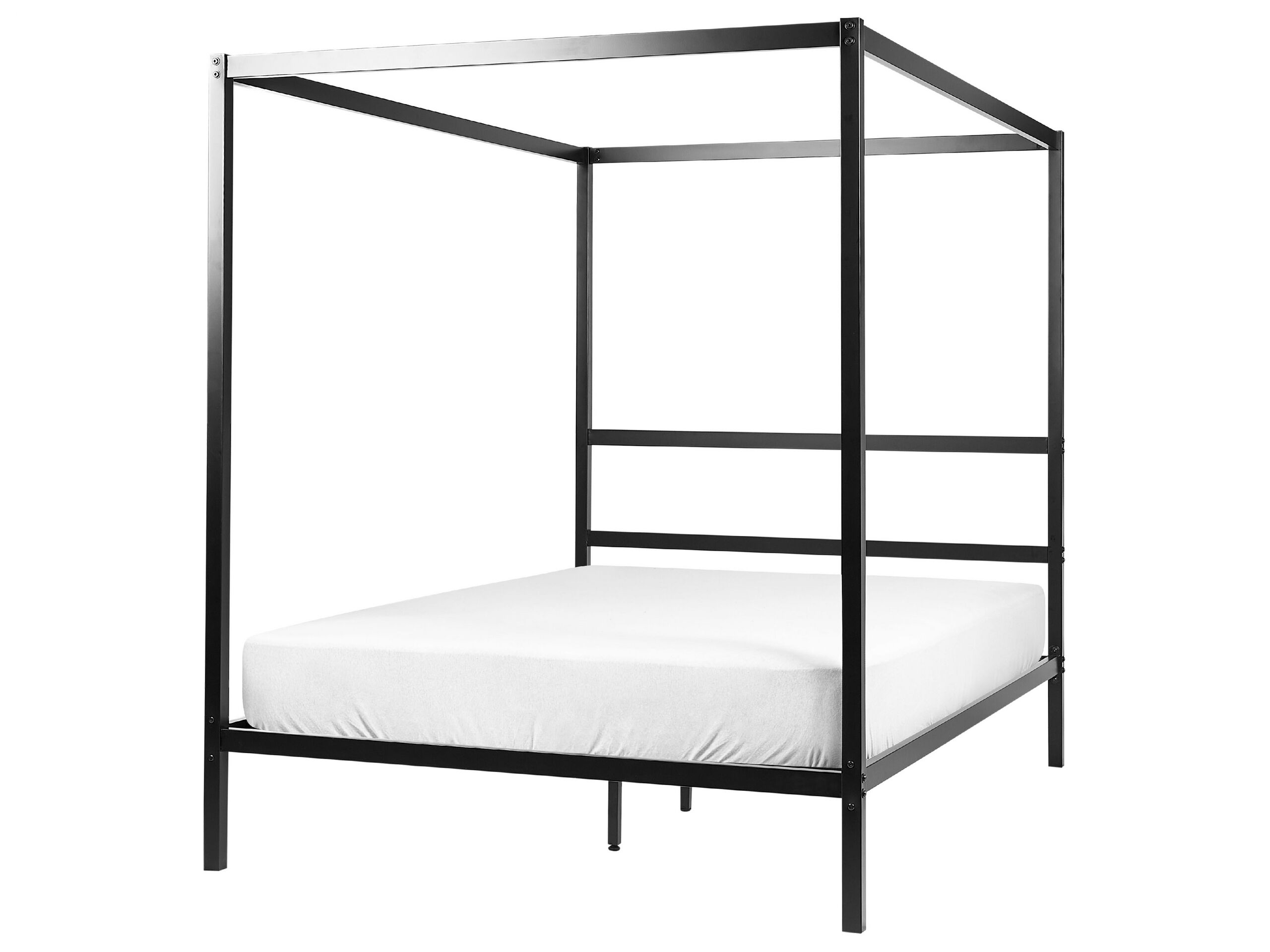 Metal EU Double Size Canopy Bed Black LESTARDS - Gemini Interiors