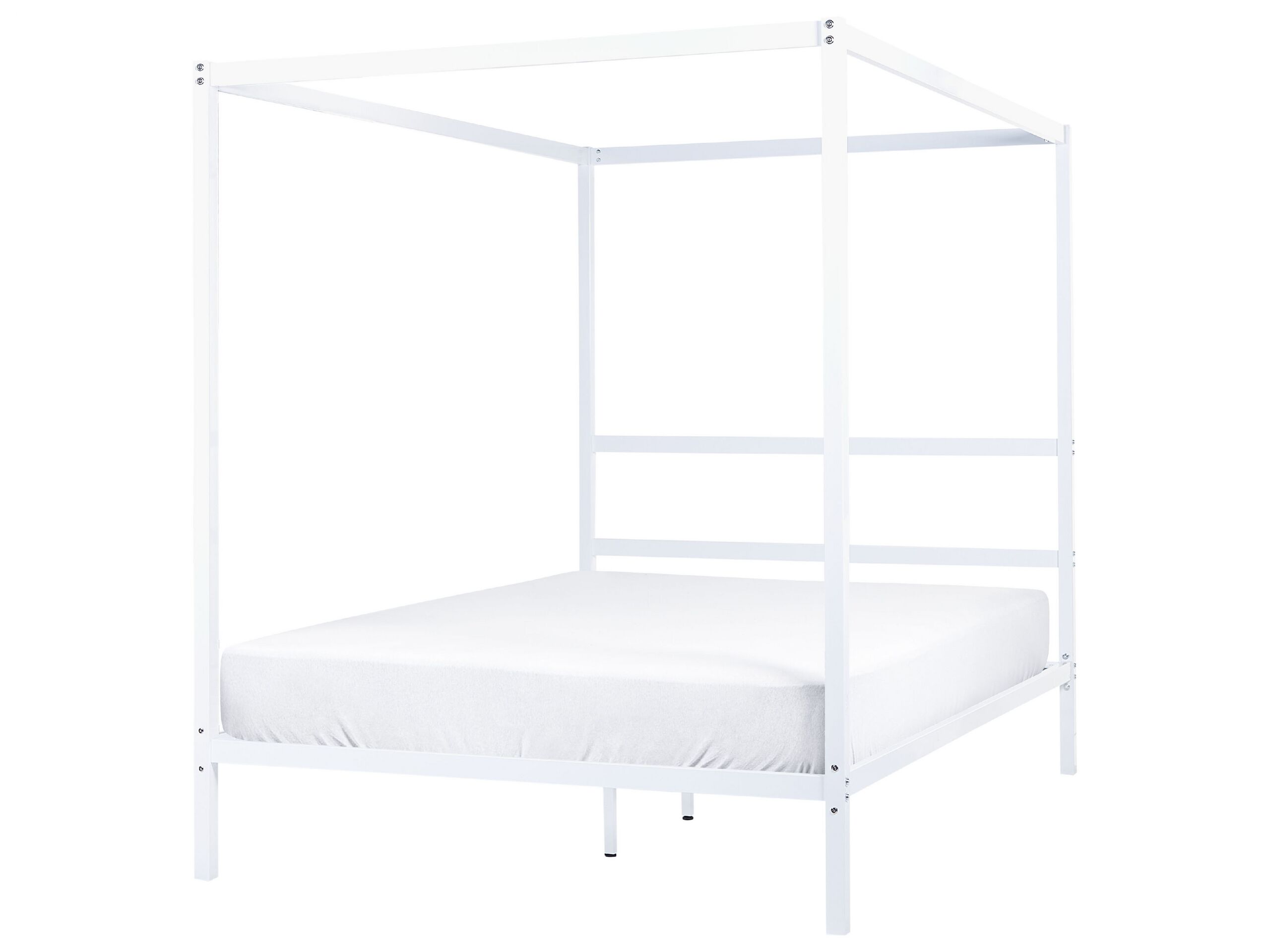 Metal EU Double Size Canopy Bed White LESTARDS - Gemini Interiors