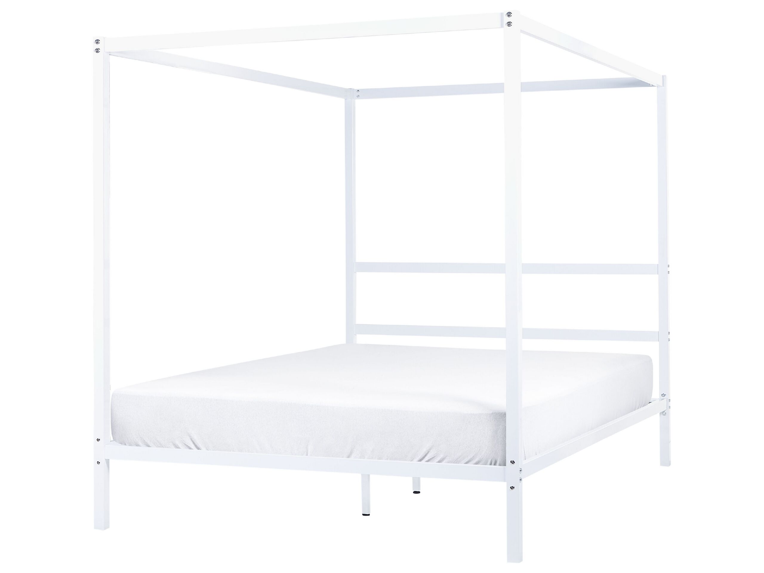 Metal EU King Size Canopy Bed White LESTARDS - Gemini Interiors