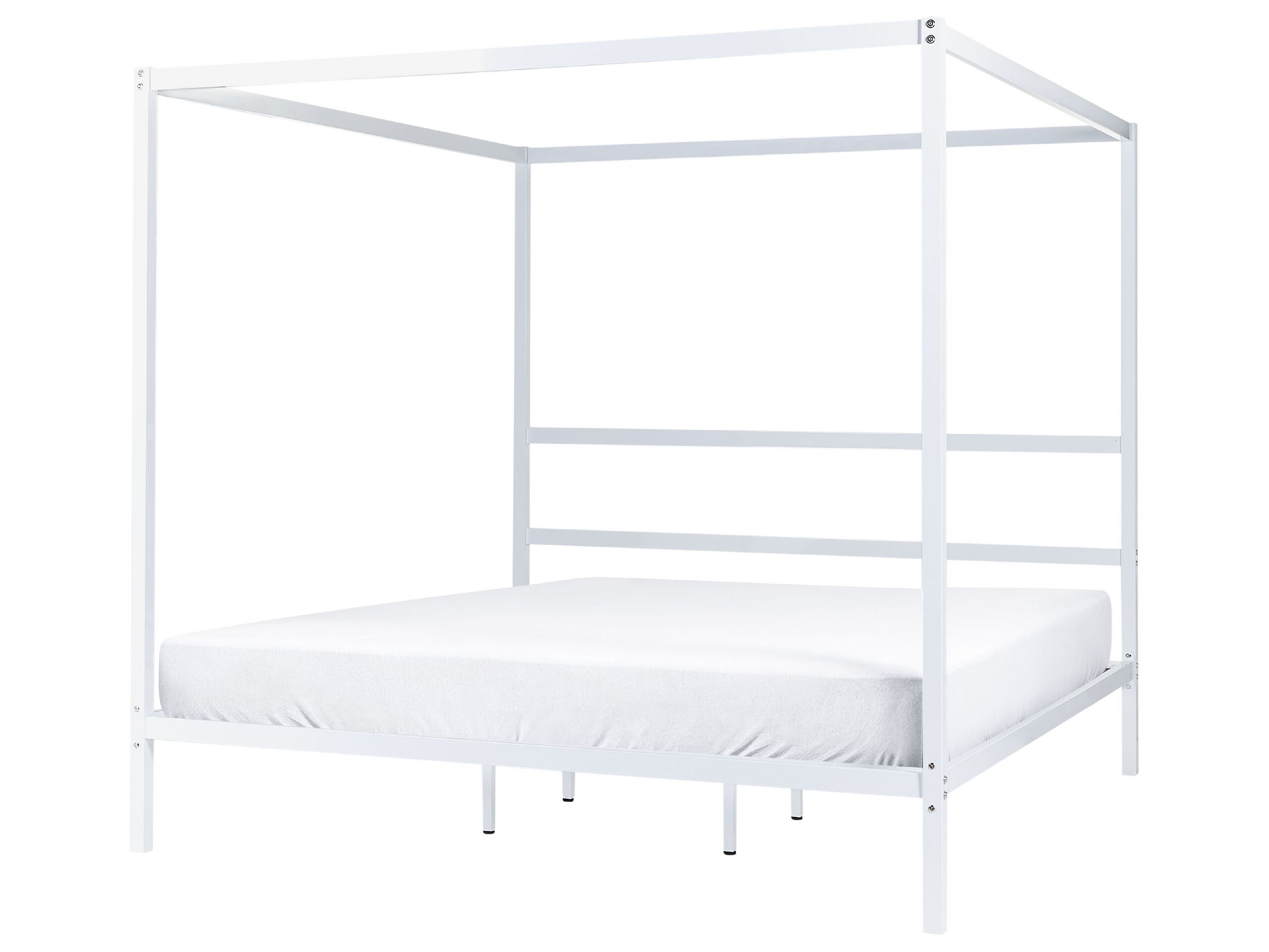 Metal EU Super King Size Canopy Bed White LESTARDS - Gemini Interiors