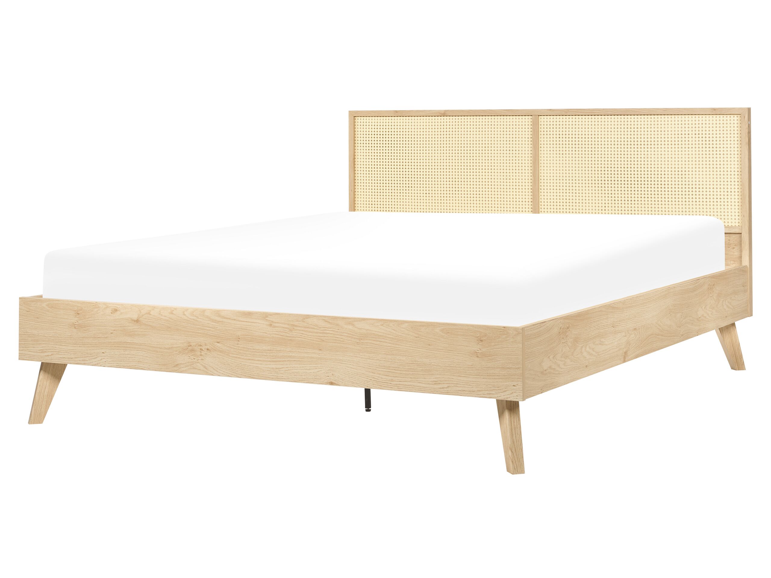Rattan EU King Size Bed Light Wood MONPAZIER - Gemini Interiors