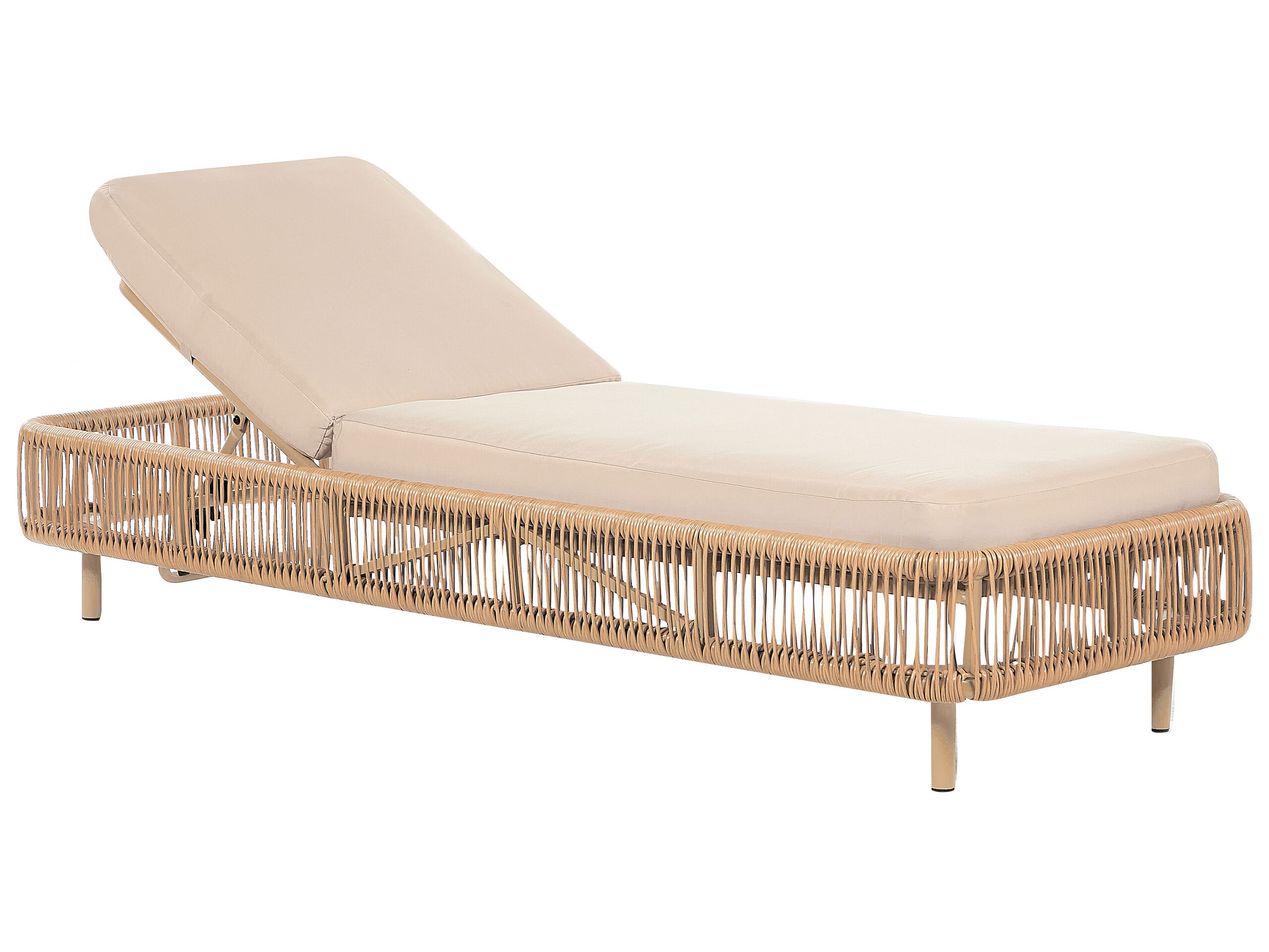 PE Rattan Reclining Sun Lounger Beige OSINI - Gemini Interiors