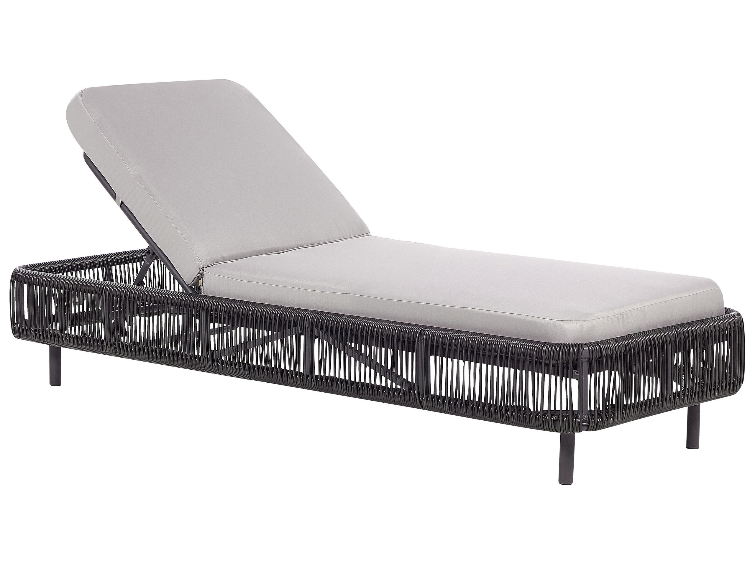PE Rattan Reclining Sun Lounger Grey OSINI - Gemini Interiors