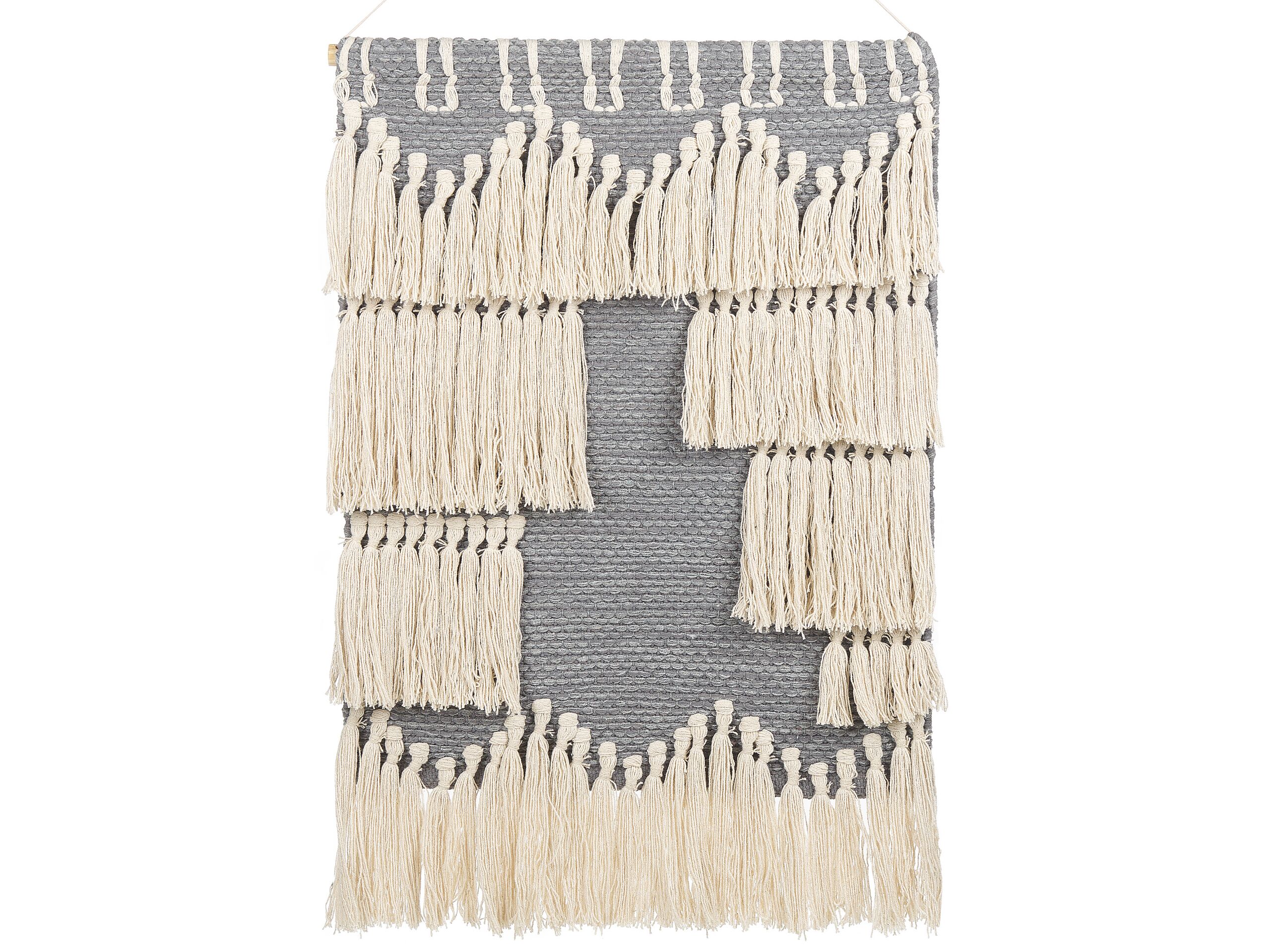 Cotton MacramÃ Wall Hanging Beige and Grey MAHRI - Gemini Interiors