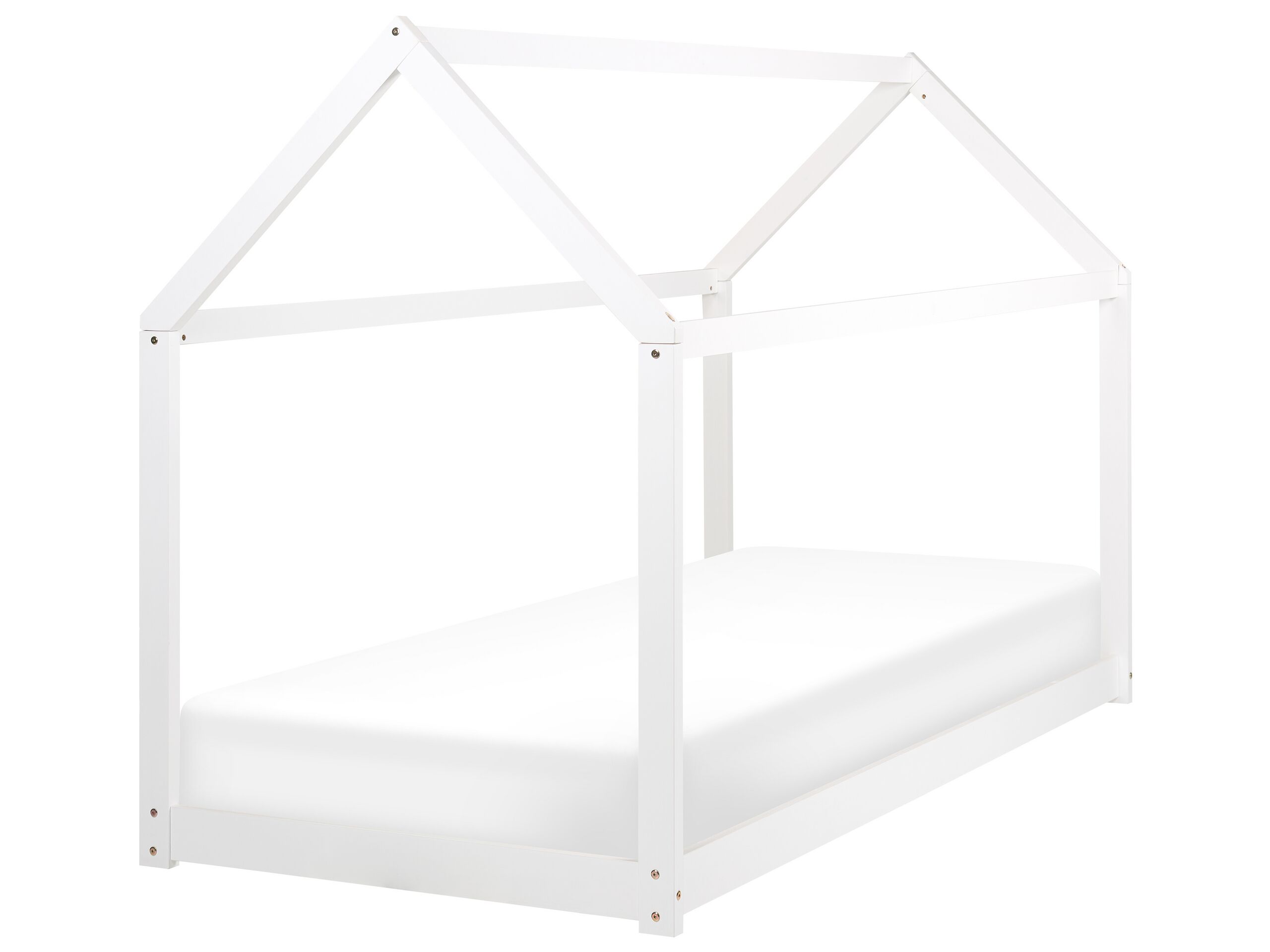 Wooden Kids House Bed EU Single Size White TOSSE - Gemini Interiors
