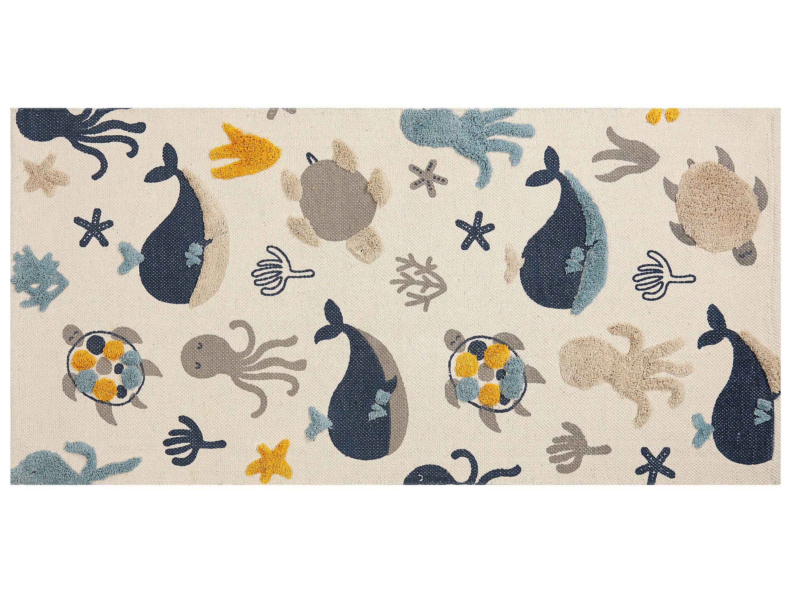 Cotton Kids Rug Animal Print 80x150cm Multicolour - Gemini Interiors