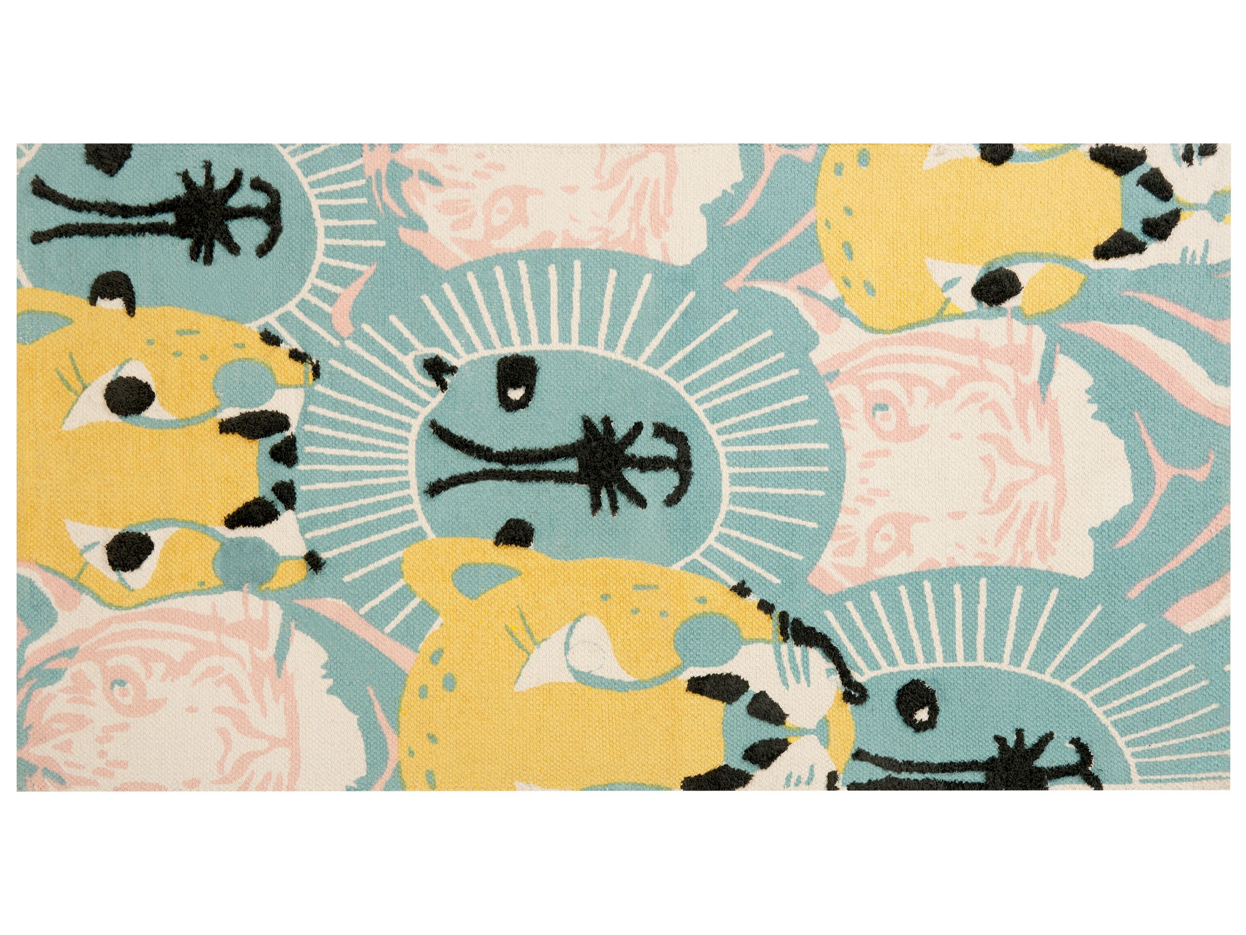 Cotton Kids Rug Animal Print 80x150cm Multicolour - Gemini Interiors