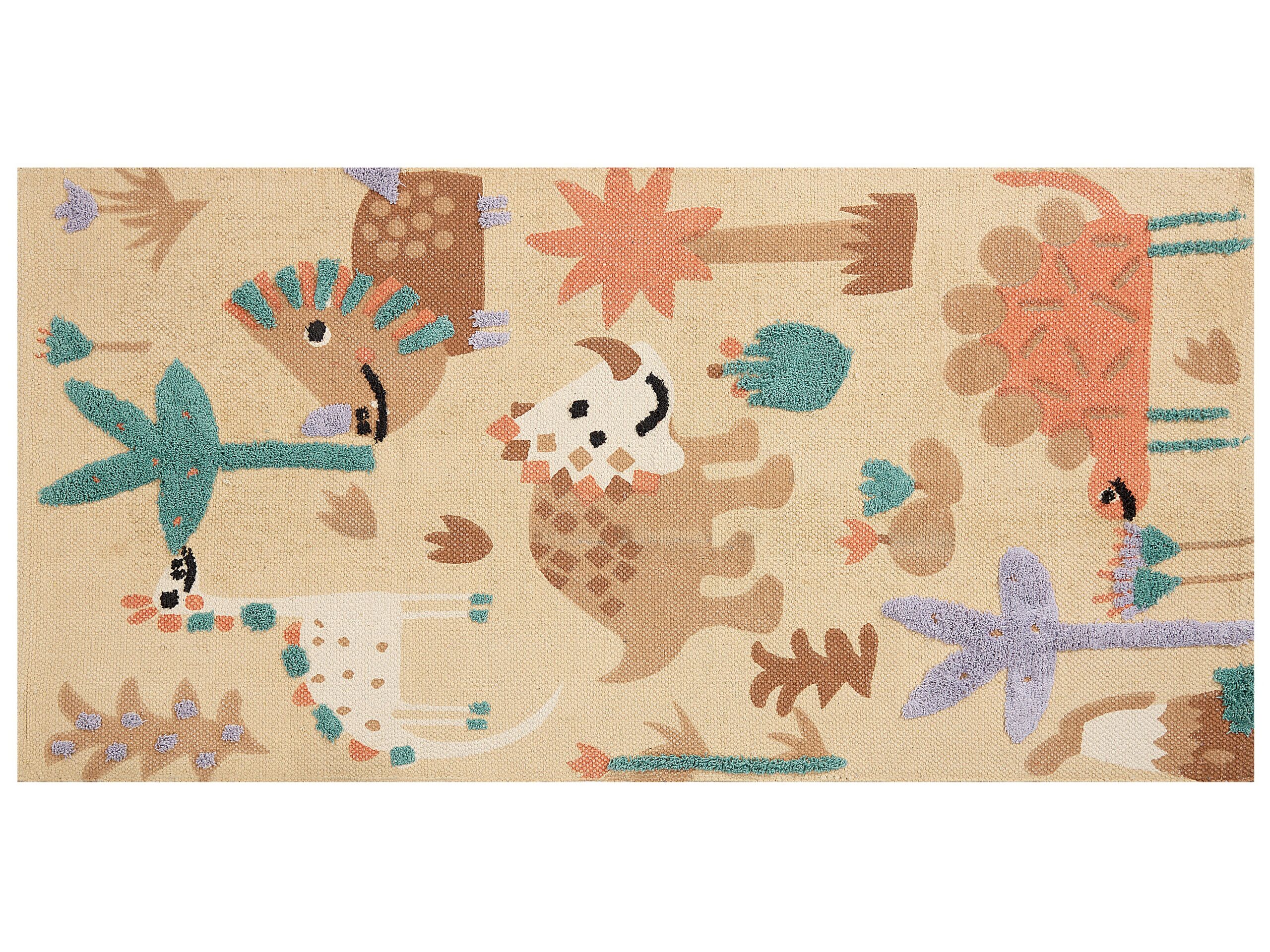 Cotton Kids Rug Animal Print 80x150cm Multicolour - Gemini Interiors