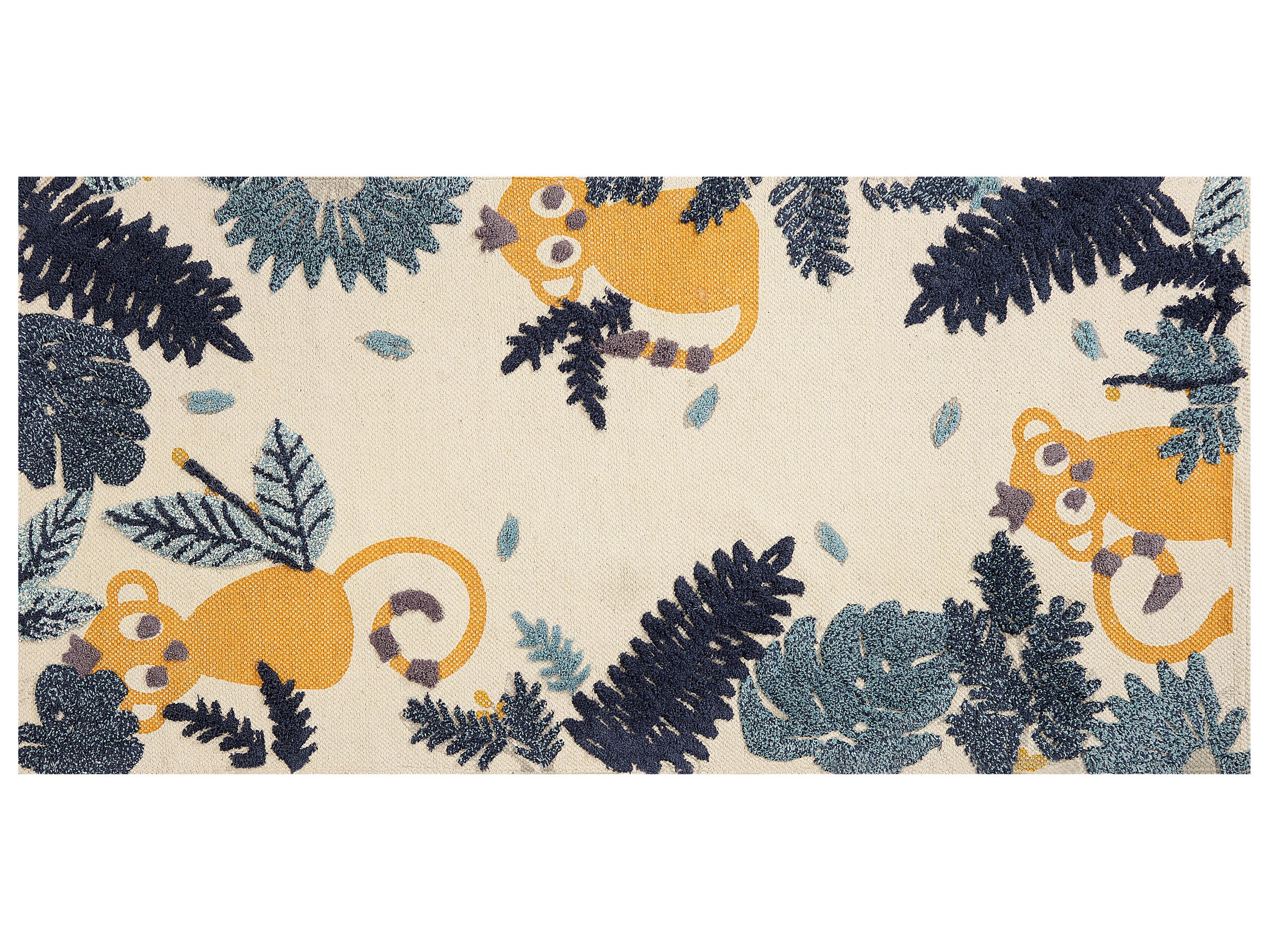 Cotton Kids Rug Animal Print 80x150cm Multicolour - Gemini Interiors