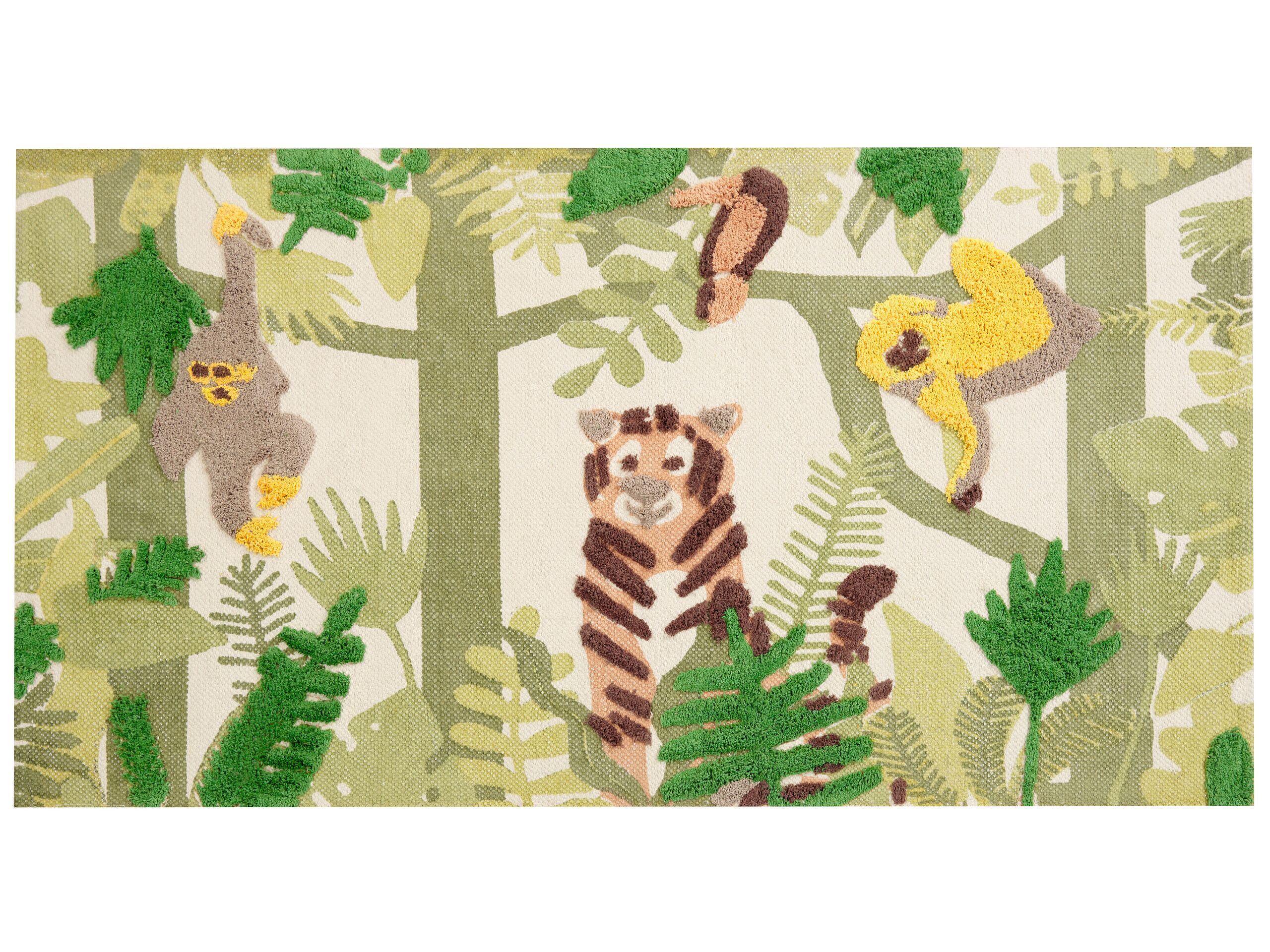 Cotton Kids Rug Jungle Print 80x150cm Multicolour - Gemini Interiors