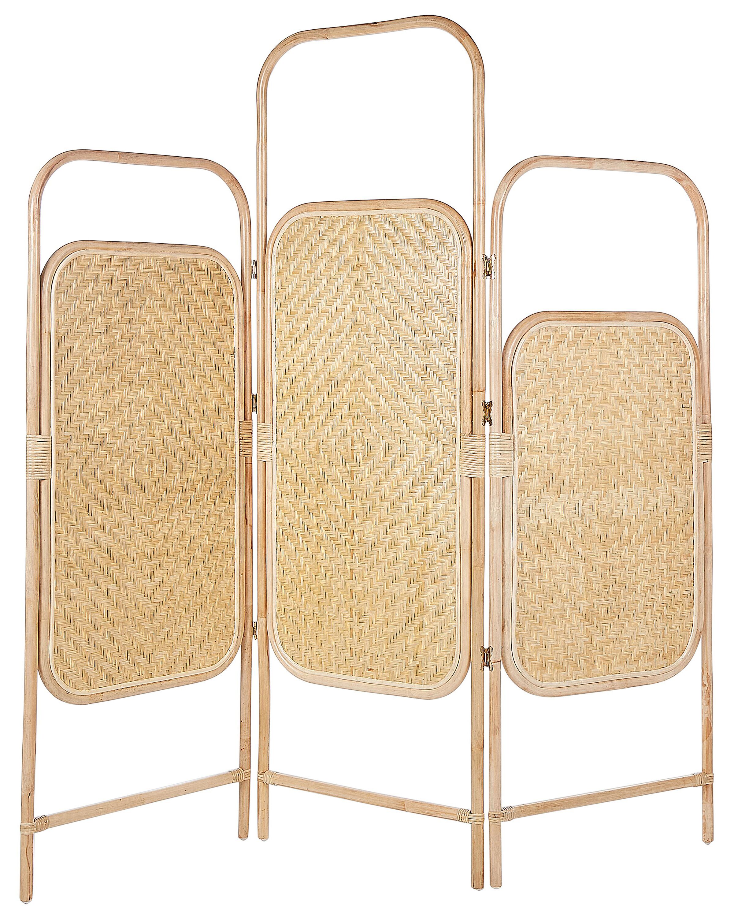 Folding Rattan 3 Panel Room Divider 166 x 180 cm Natural CARPI - Gemini Interiors