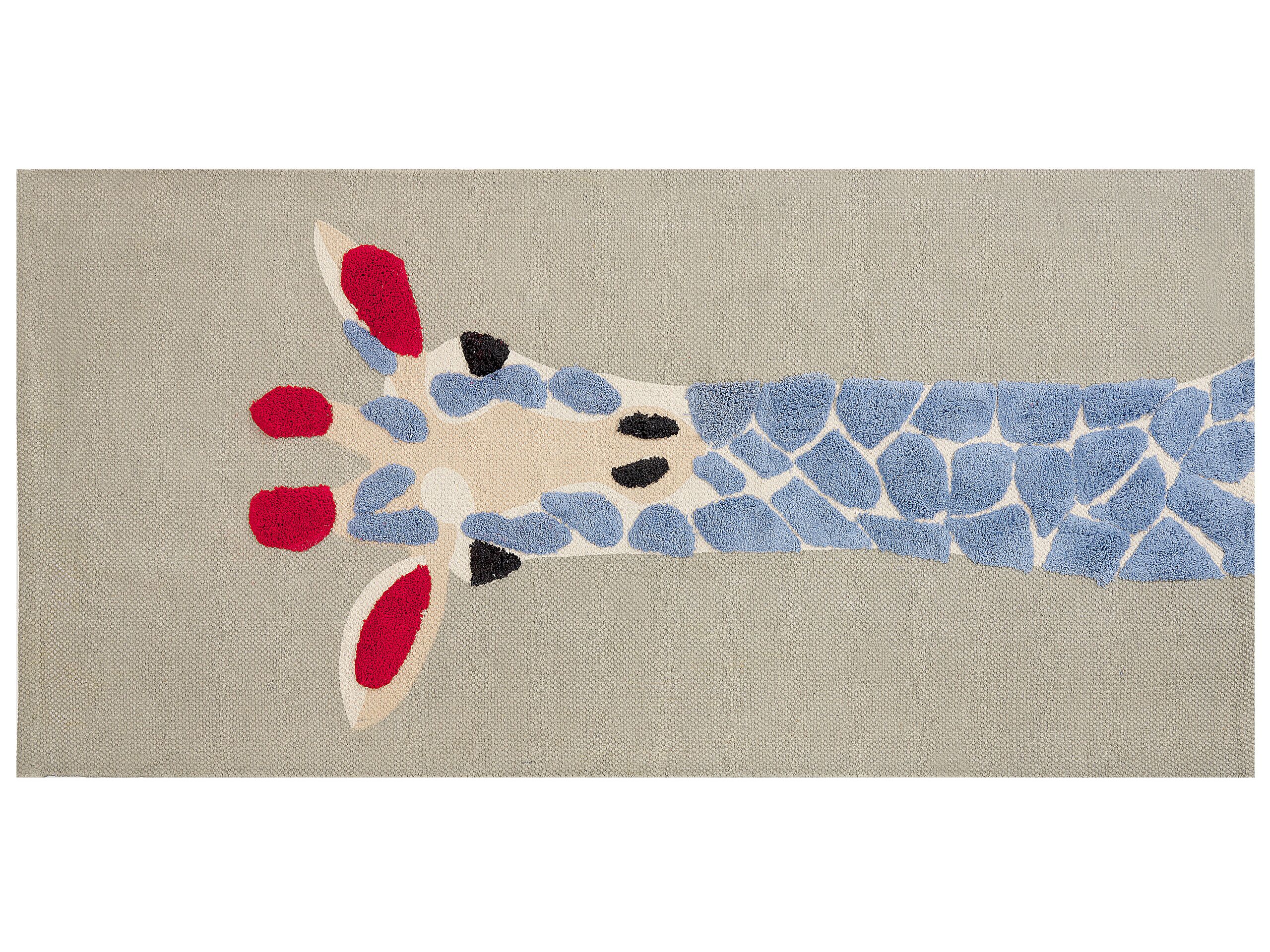 Cotton Kids Rug Giraffe Print 80x150cm Multicolour - Gemini Interiors