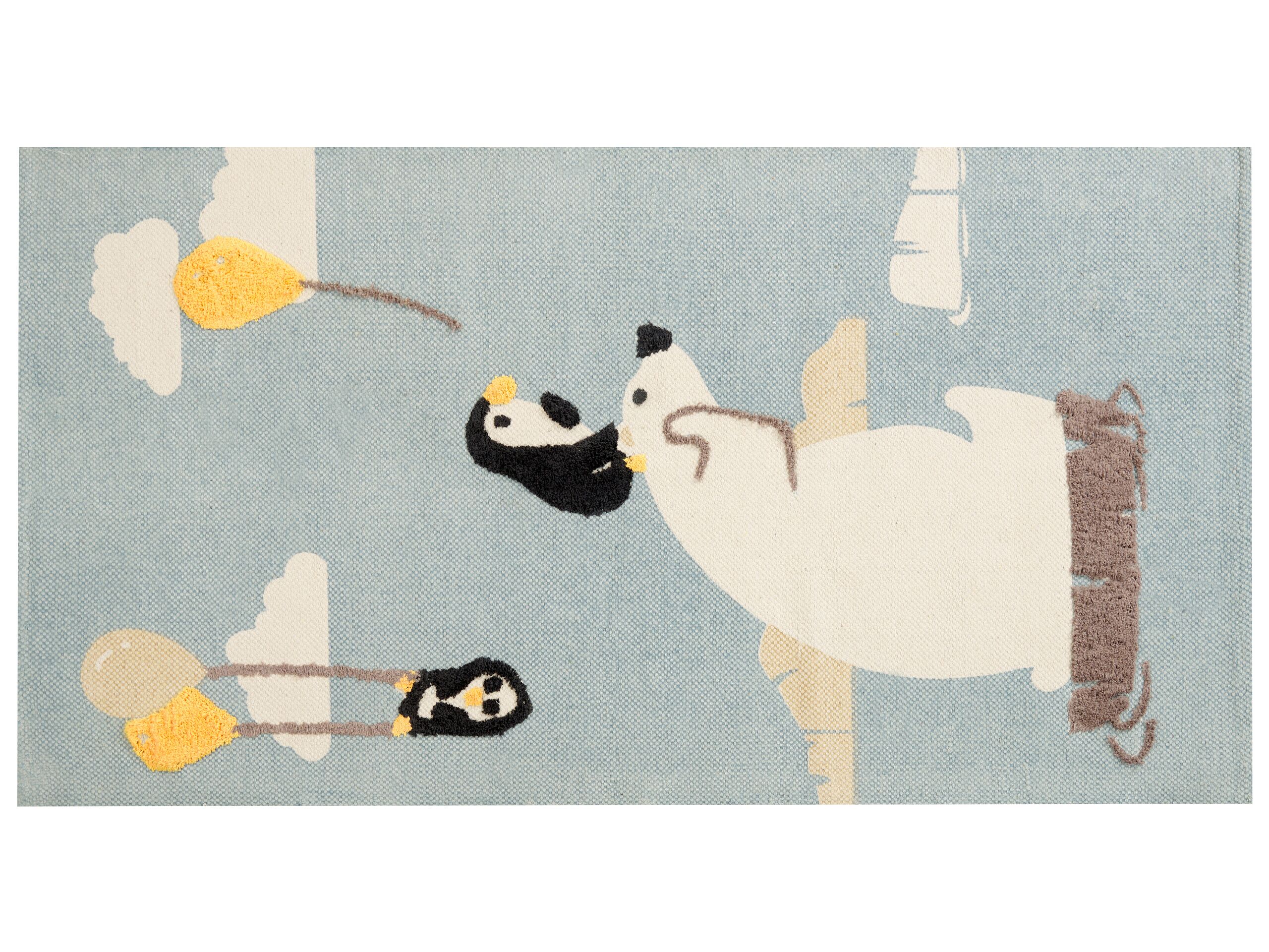 Cotton Kids Rug Polar Bear Print 80x150cm Multicolour - Gemini Interiors