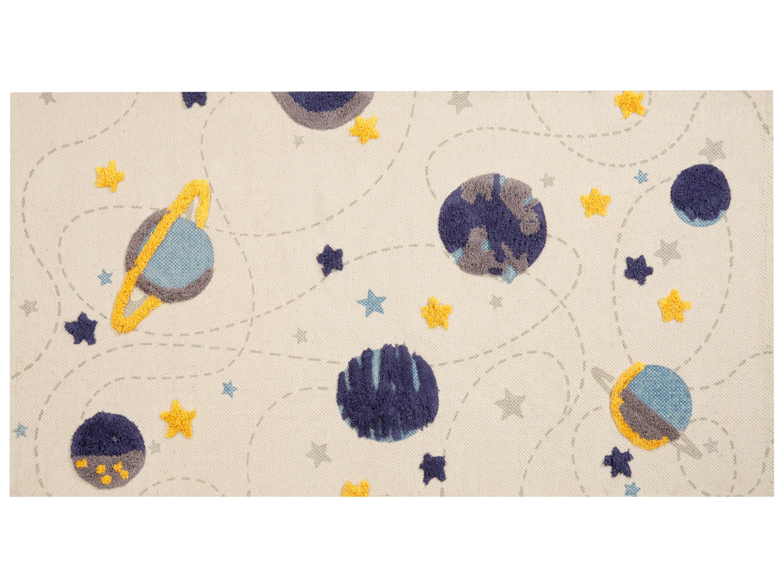 Cotton Kids Rug Galaxy Print 80x150cm Multicolour - Gemini Interiors