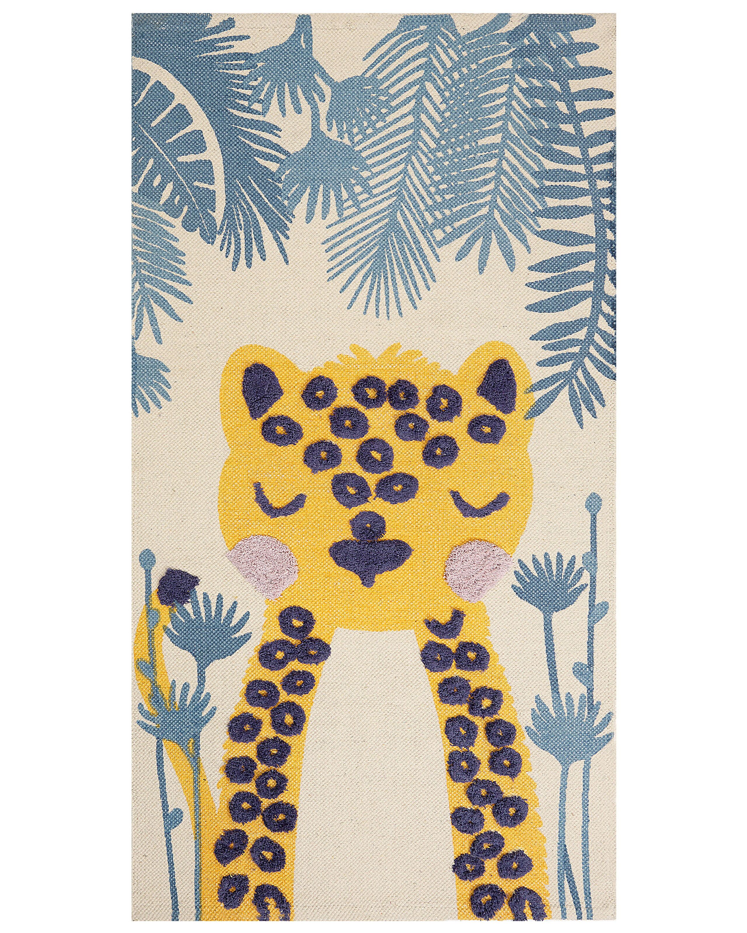 Cotton Kids Rug Leopard Print 80x150cm Multicolour - Gemini Interiors