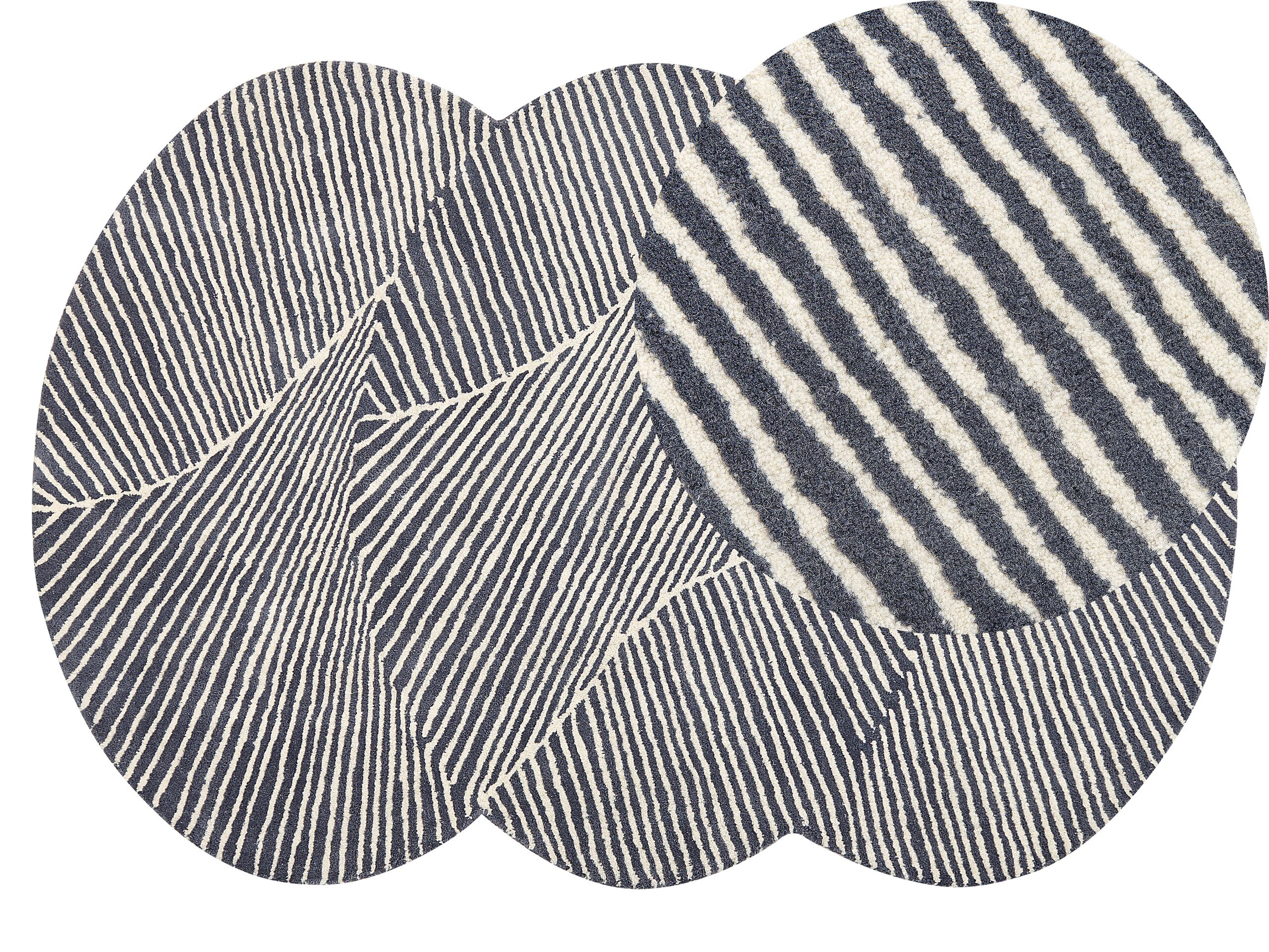 Wool Oval Area Rug 140x200cm White and Graphite Grey - Gemini Interiors