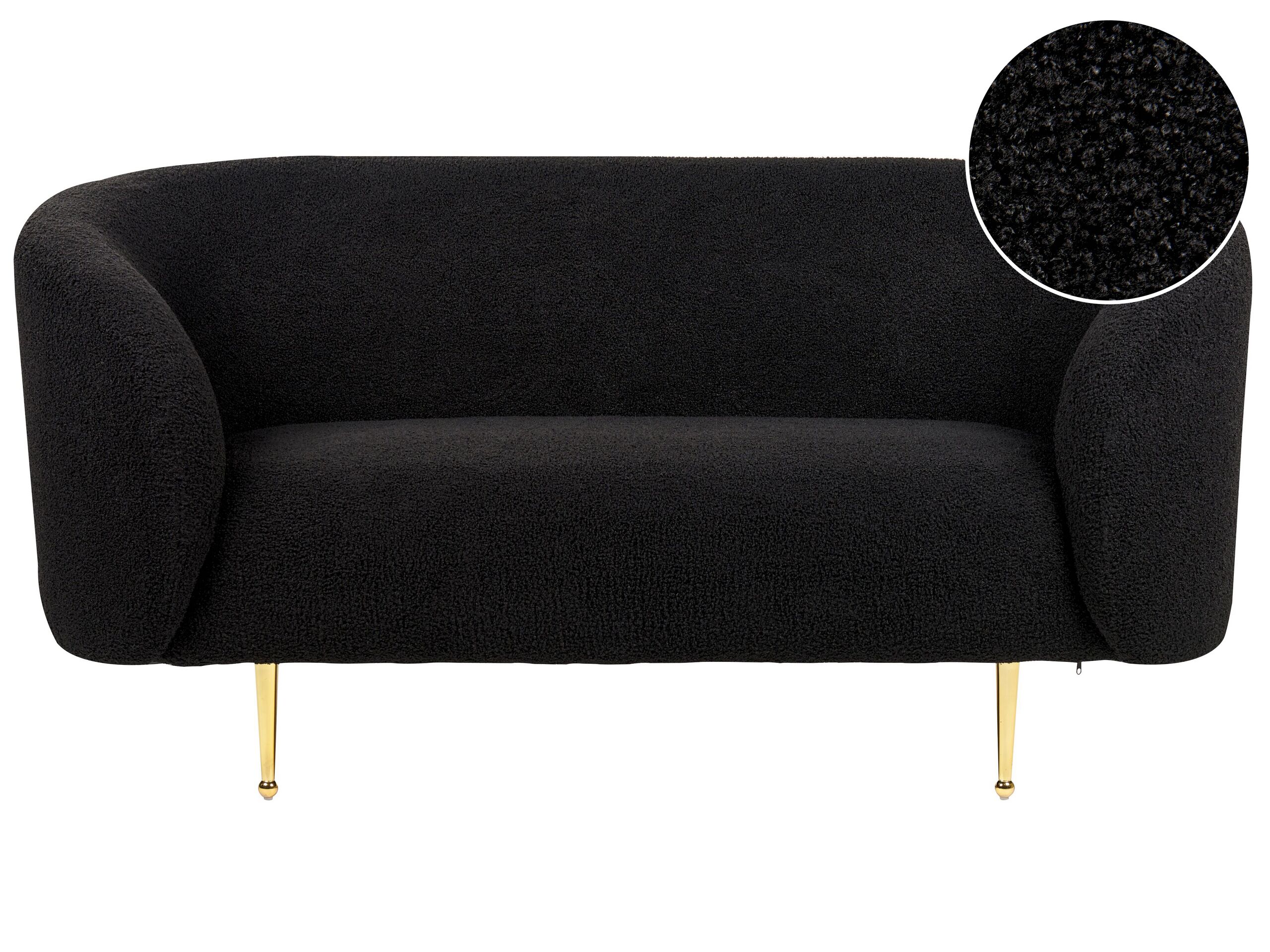 2 Seater Boucle Sofa Black LOEN - Gemini Interiors