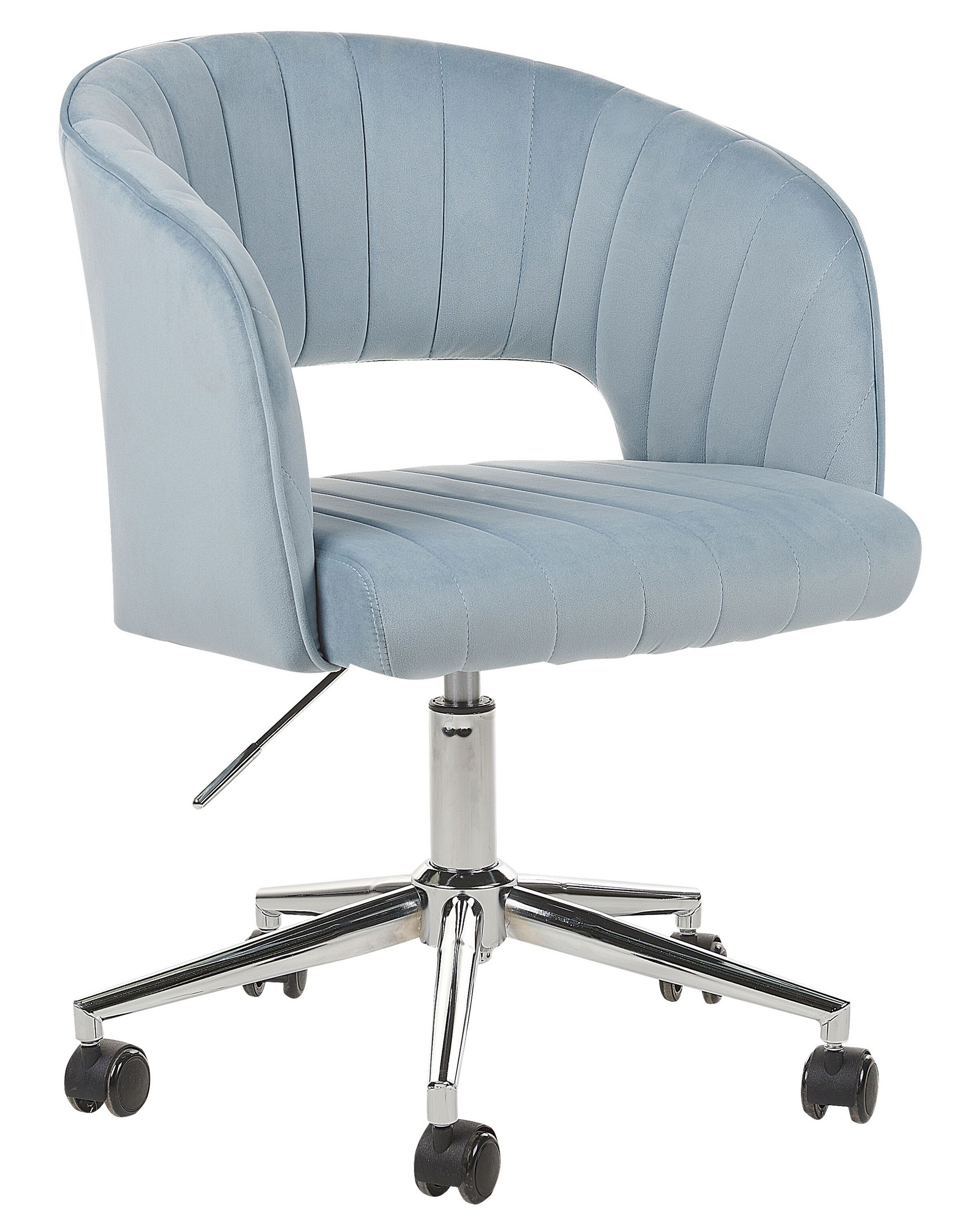 Velvet Desk Chair Beige Light Blue KATONAH - Gemini Interiors