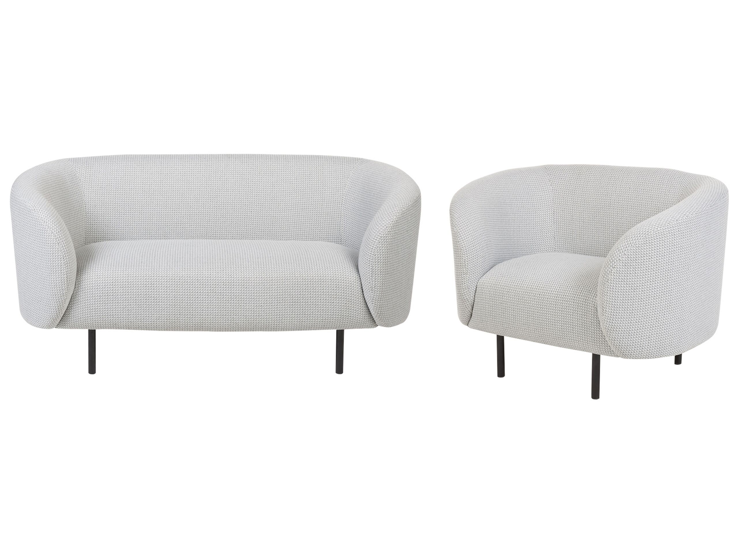 Fabric Living Room Set Black and White LOEN - Gemini Interiors