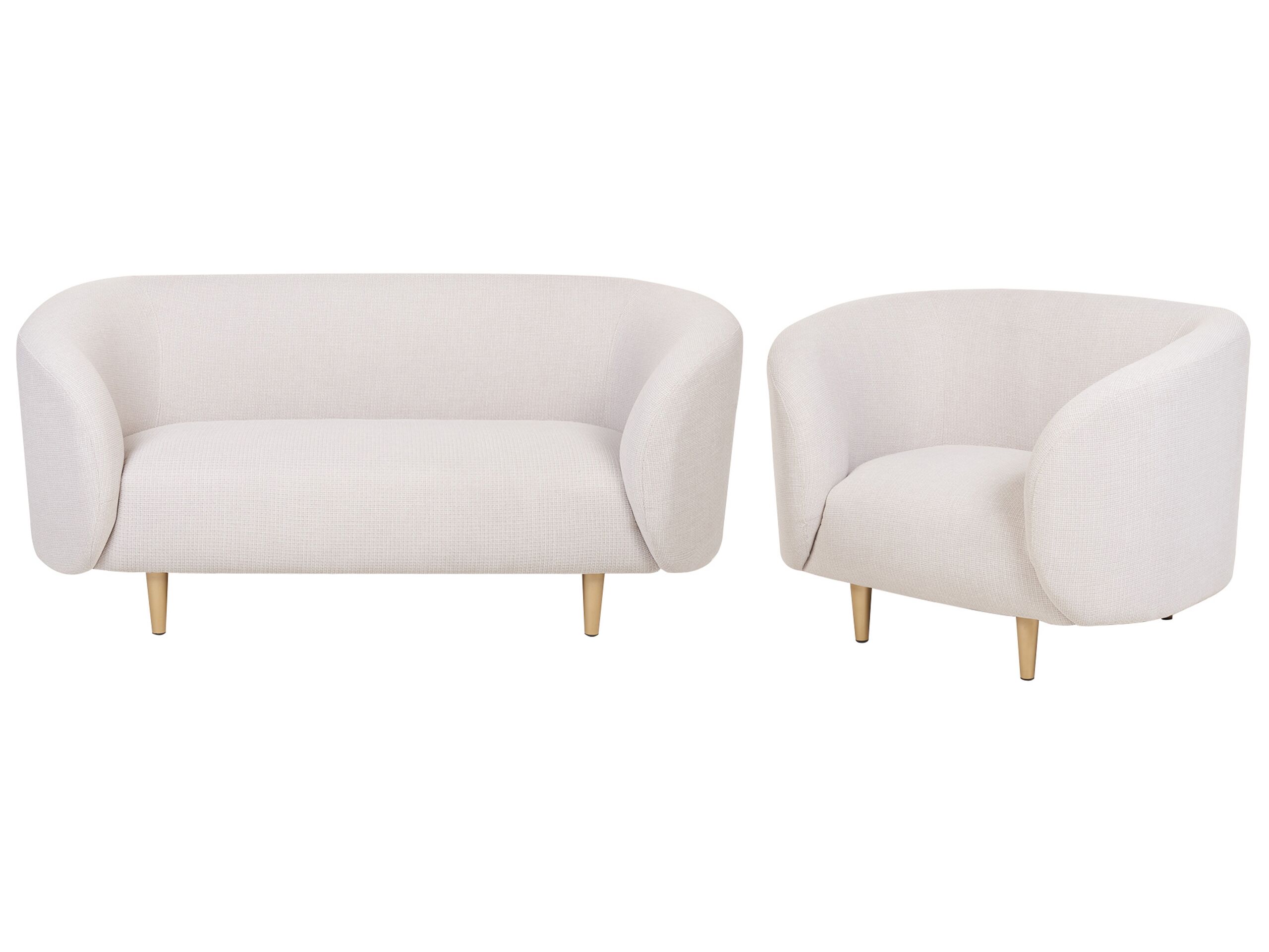 Fabric Living Room Set Beige and Gold LOEN - Gemini Interiors