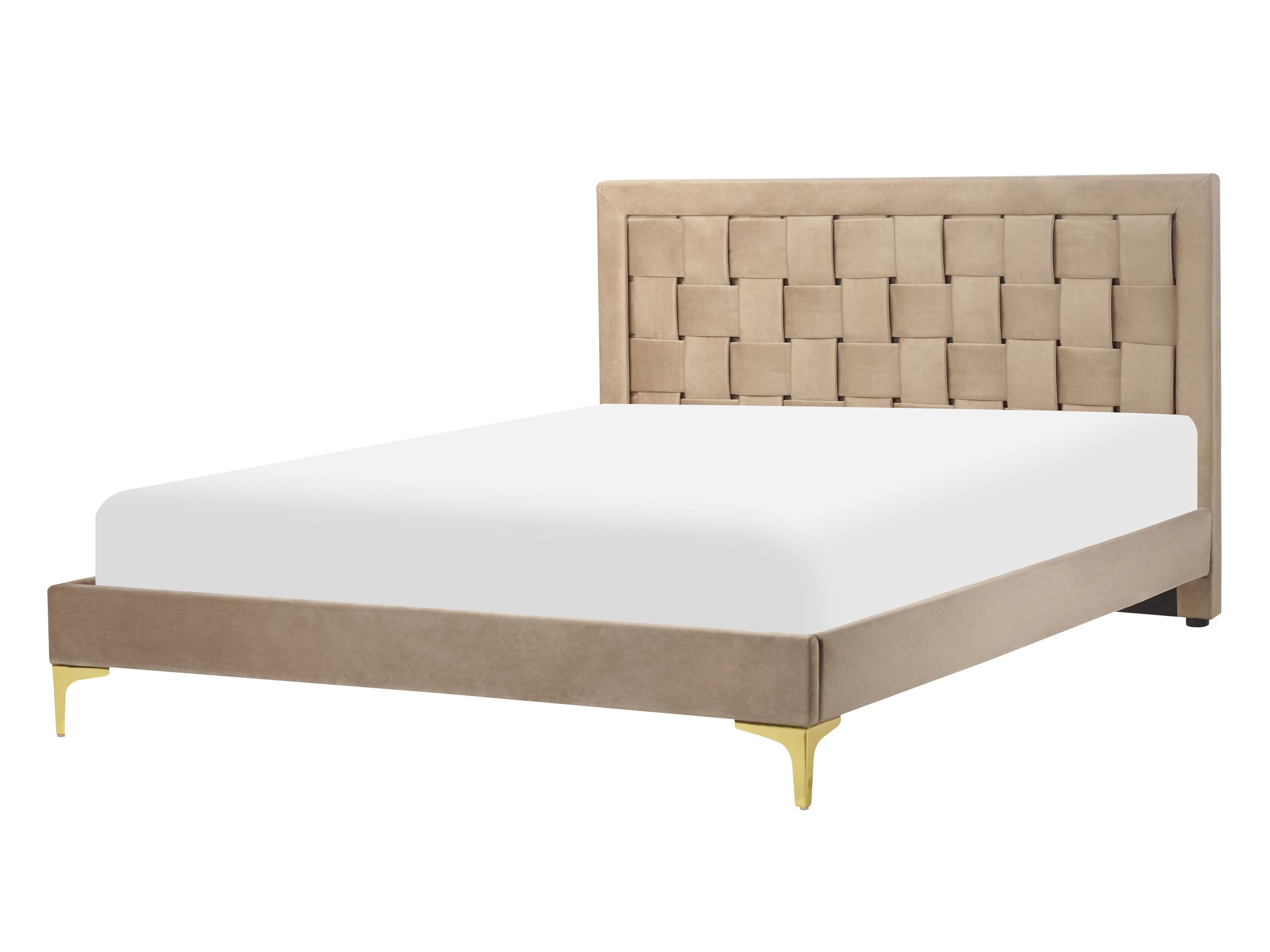 Velvet EU Double Bed Taupe LIMOUX - Gemini Interiors