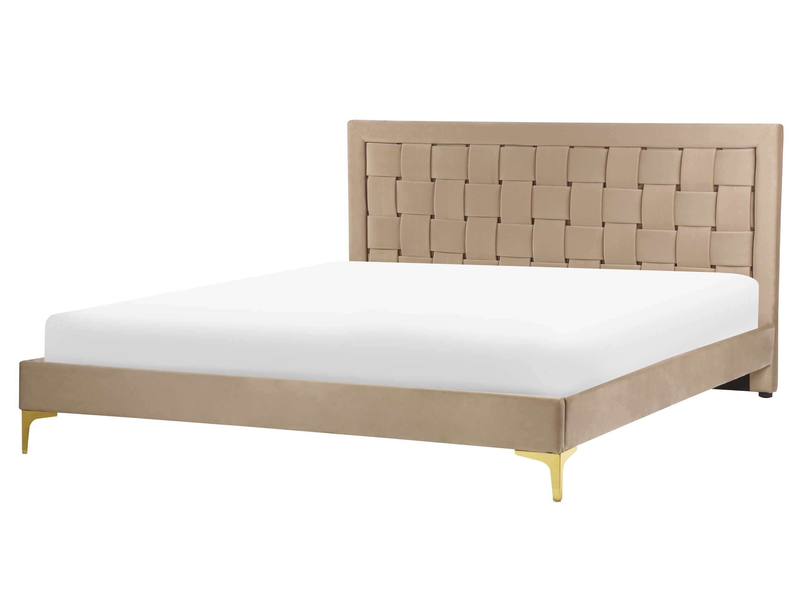 Velvet EU King Size Bed Taupe LIMOUX - Gemini Interiors