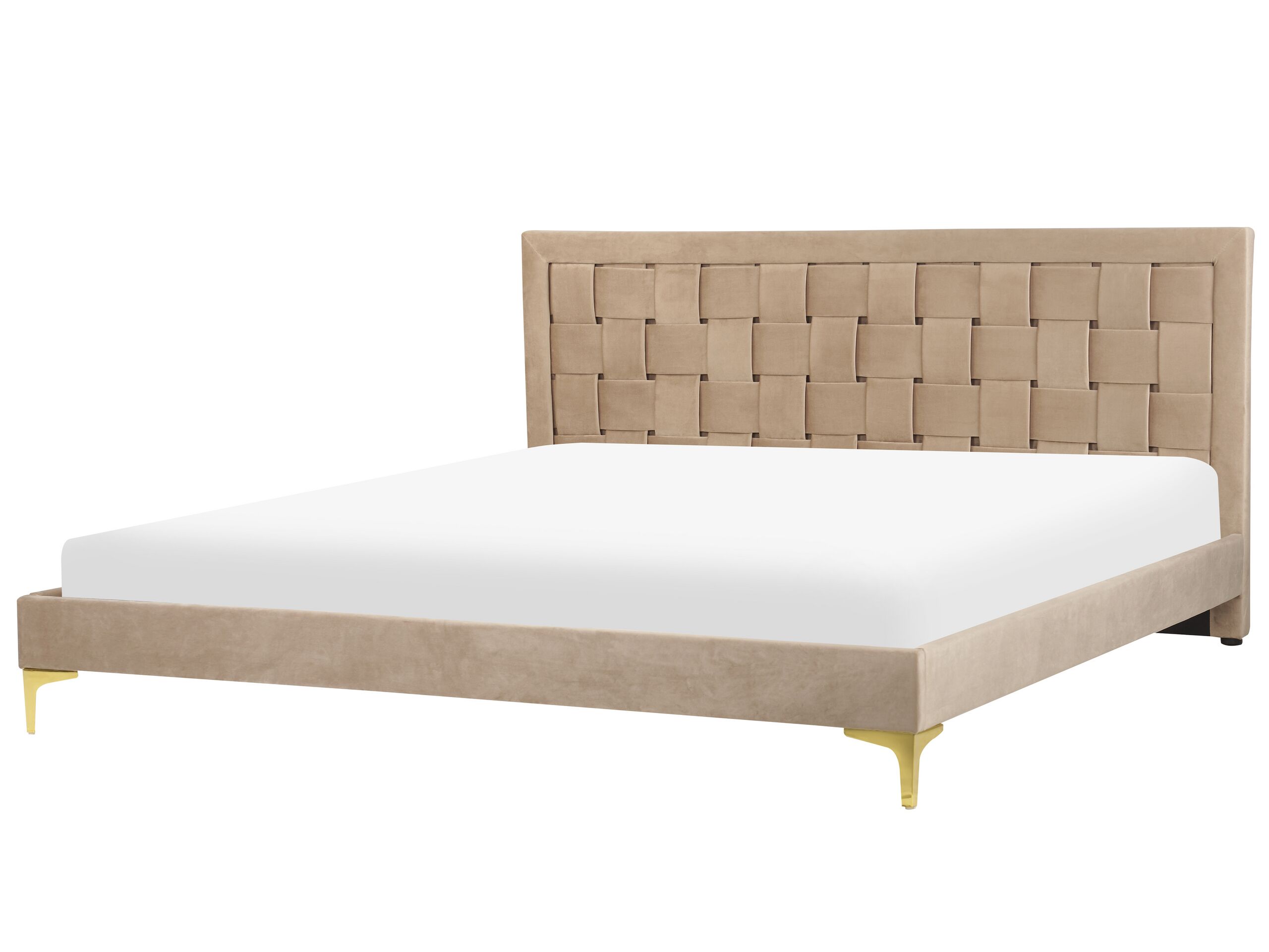 Velvet EU Super King Size Bed Taupe LIMOUX - Gemini Interiors