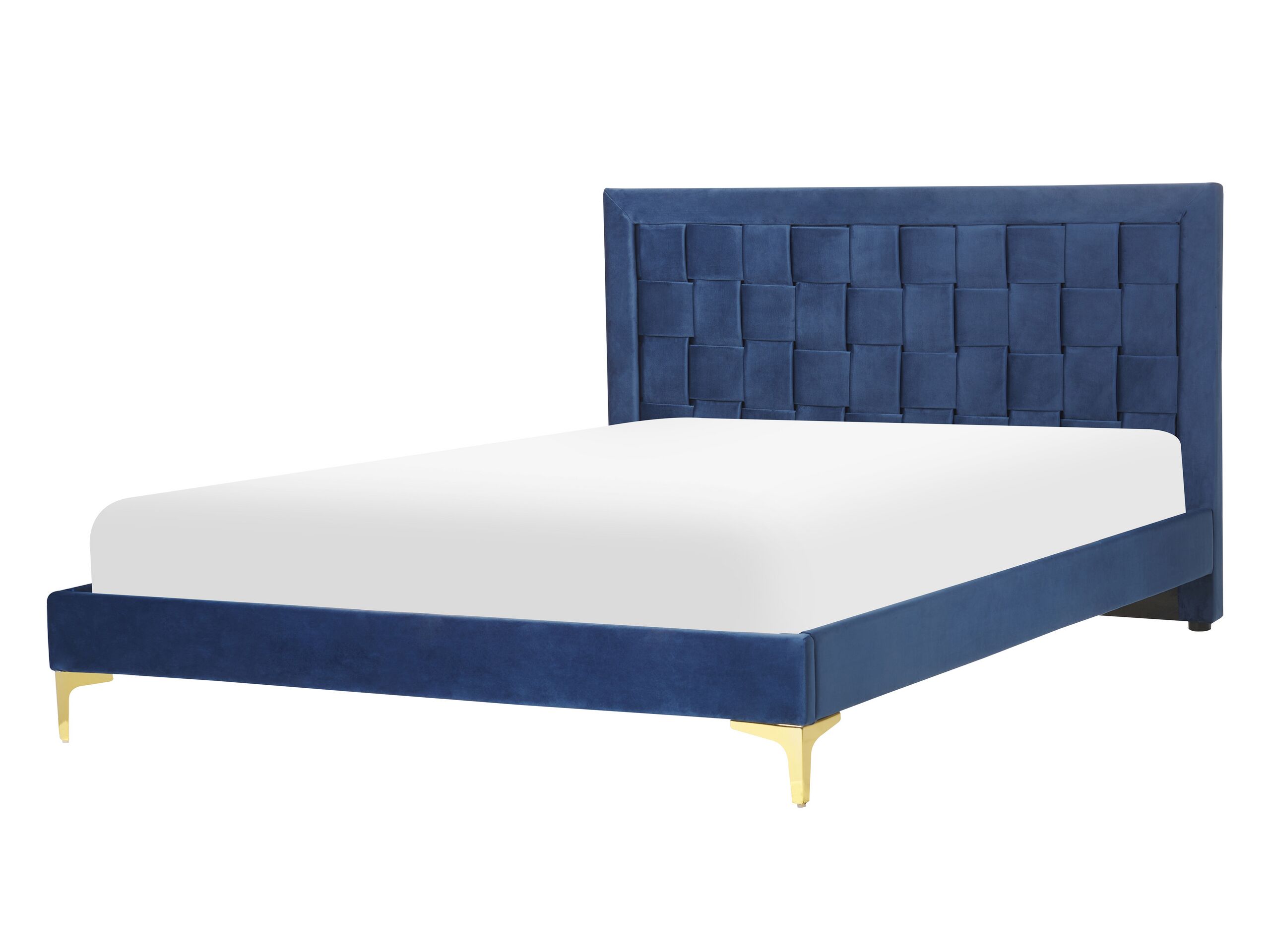 Velvet EU Double Bed Navy Blue LIMOUX - Gemini Interiors