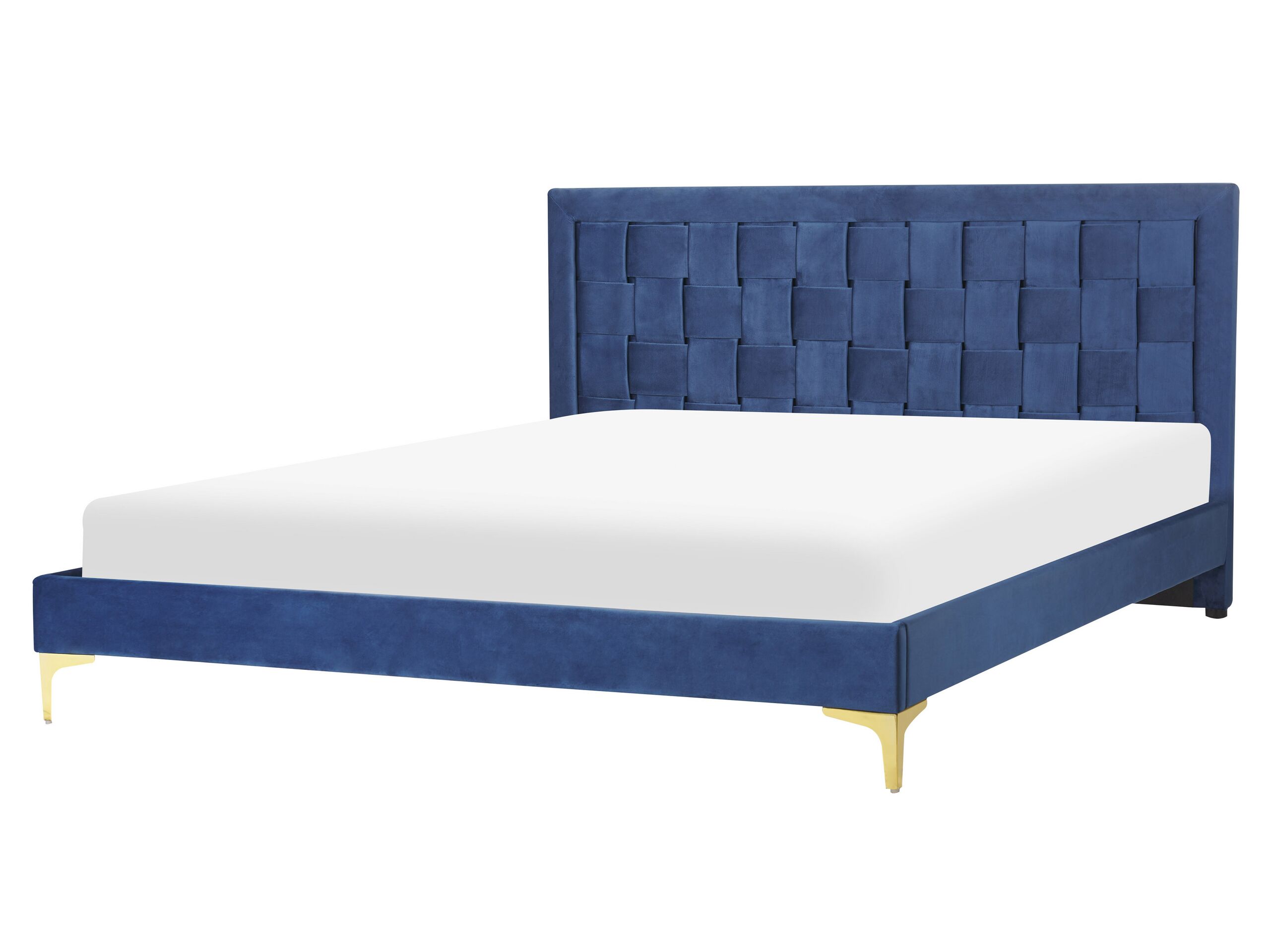 Velvet EU King Size Bed Navy Blue LIMOUX - Gemini Interiors