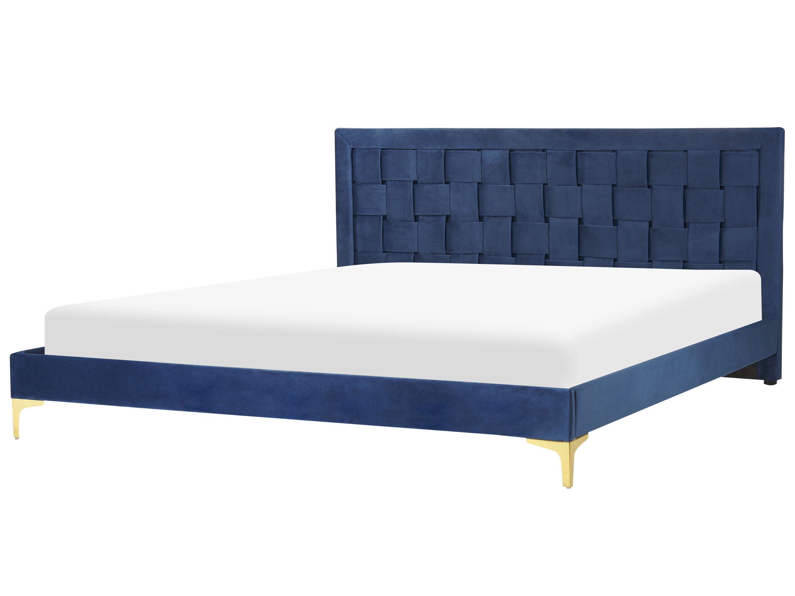 Velvet EU Super King Size Bed Navy Blue LIMOUX - Gemini Interiors