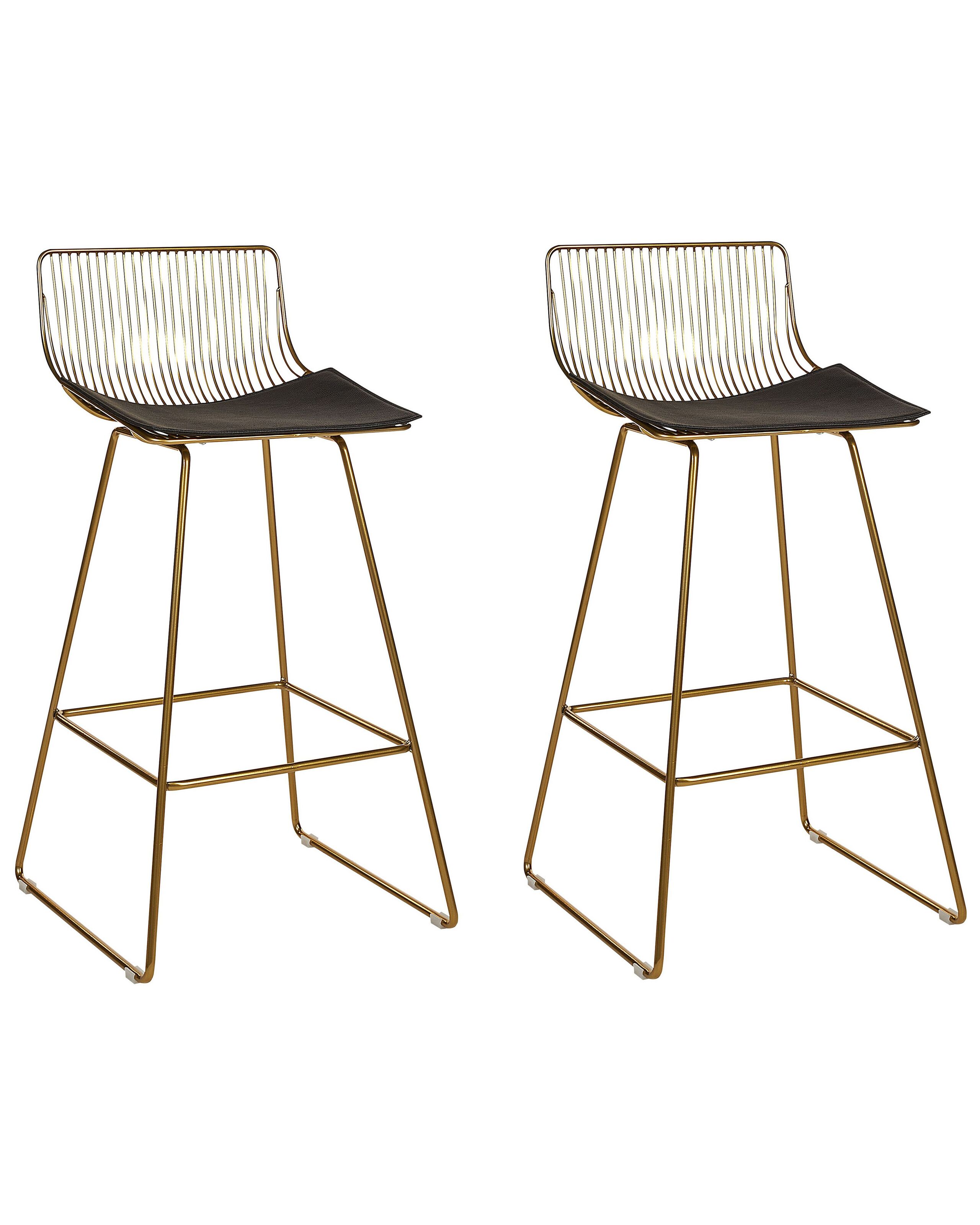 Set of 2 Metal Bar Chairs Gold FREDONIA - Gemini Interiors