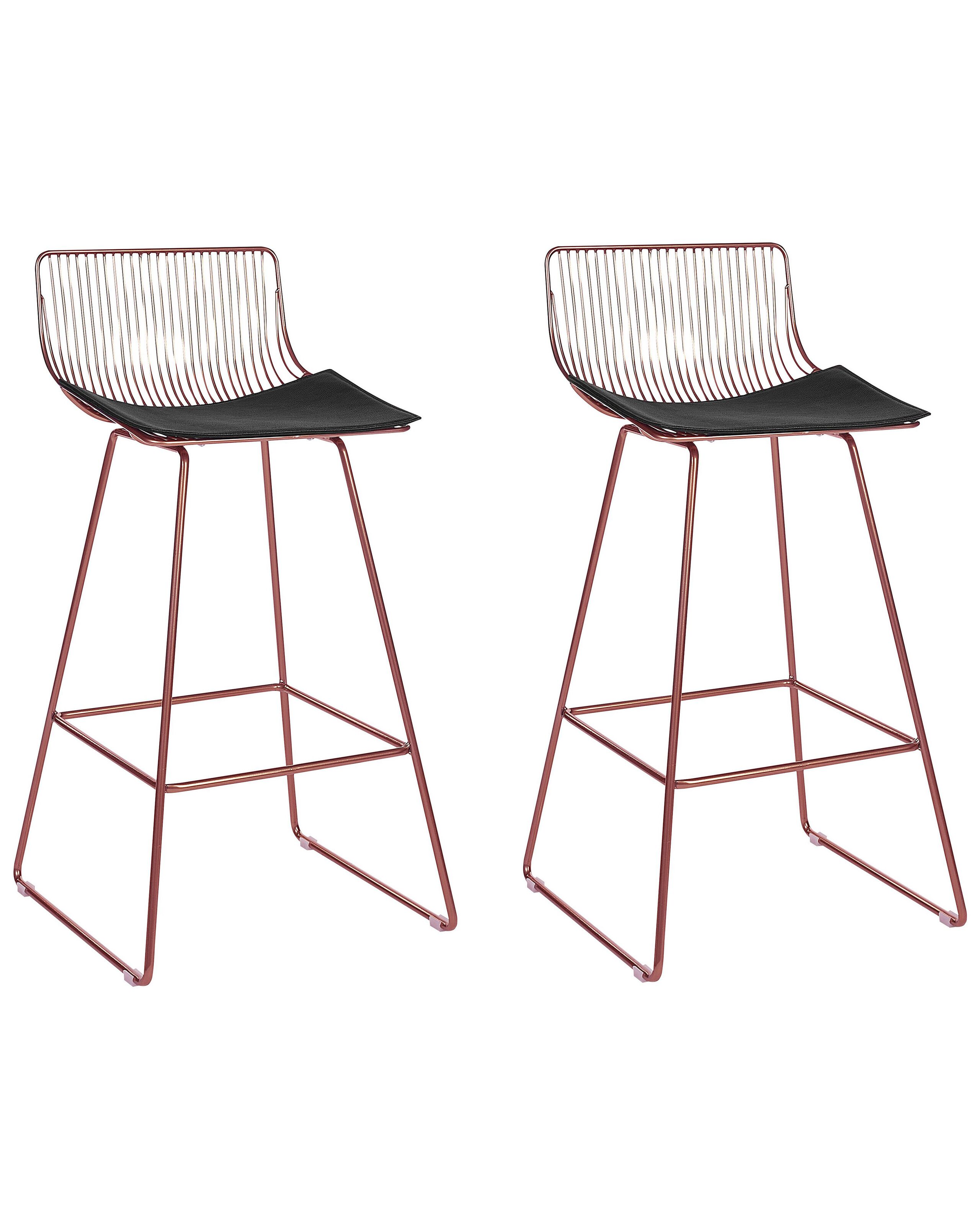 Set of 2 Metal Bar Chairs Rose Gold FREDONIA - Gemini Interiors