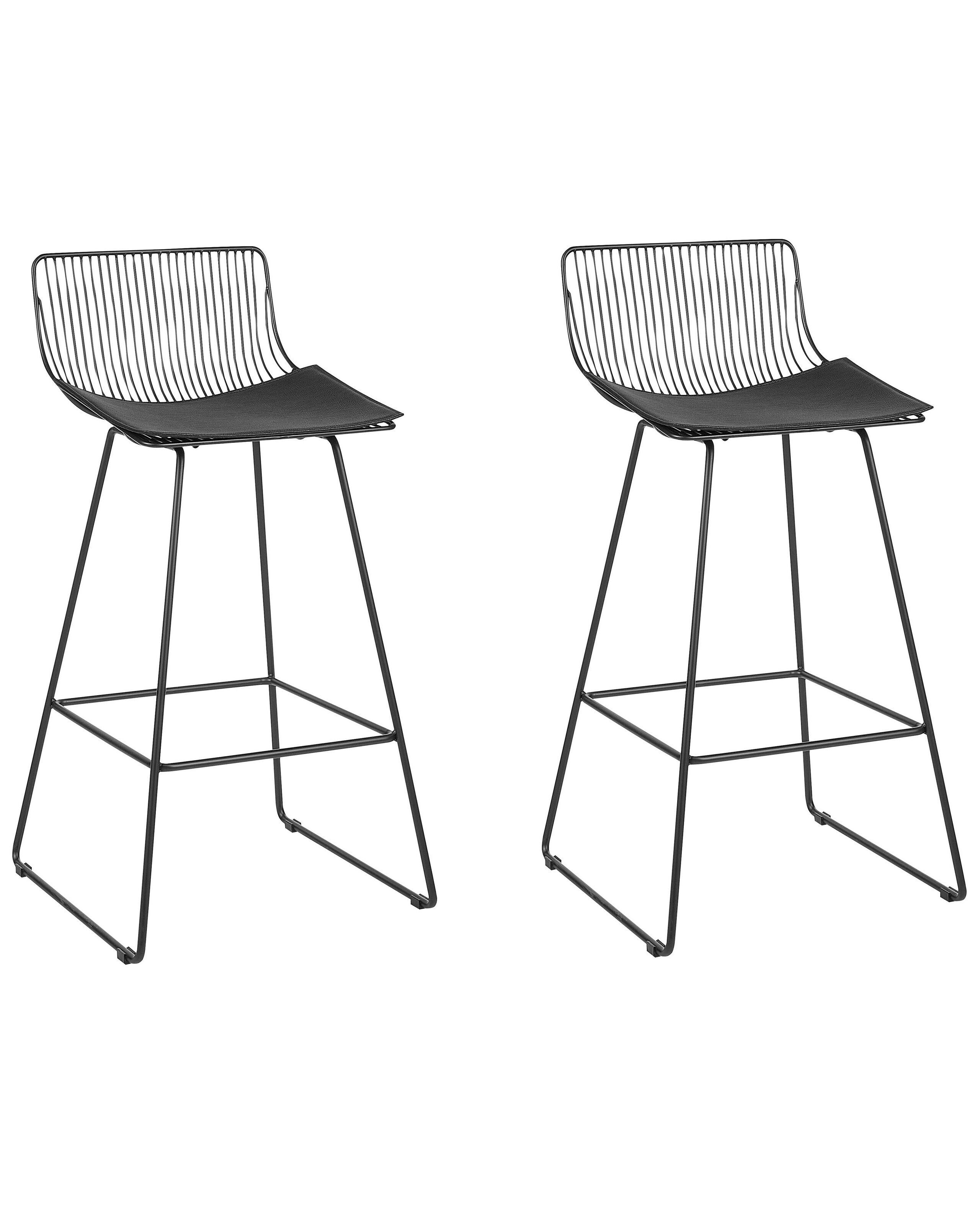 Set of 2 Metal Bar Chairs Black FREDONIA - Gemini Interiors