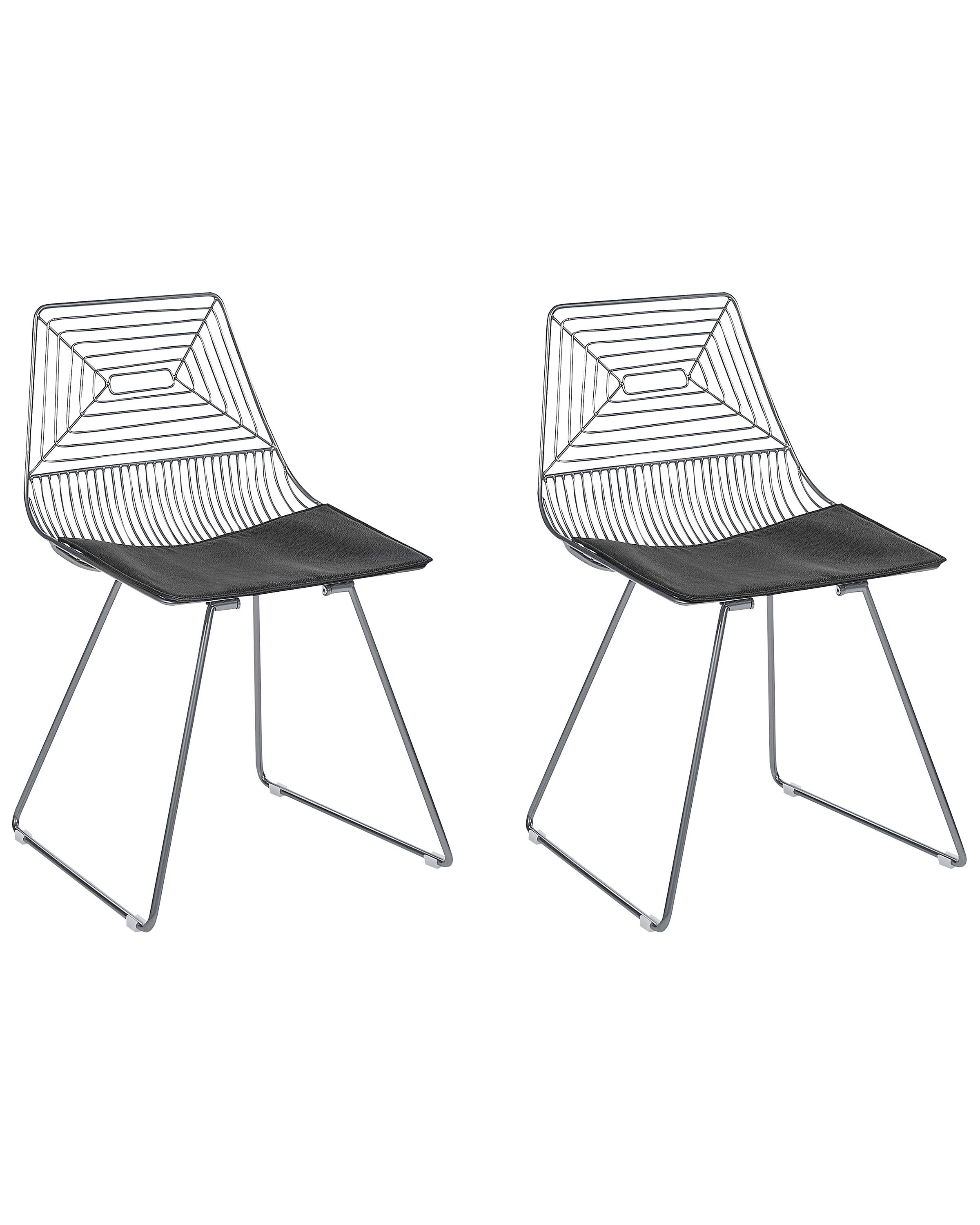 Set of 2 Metal Accent Chairs Silver BEATTY - Gemini Interiors