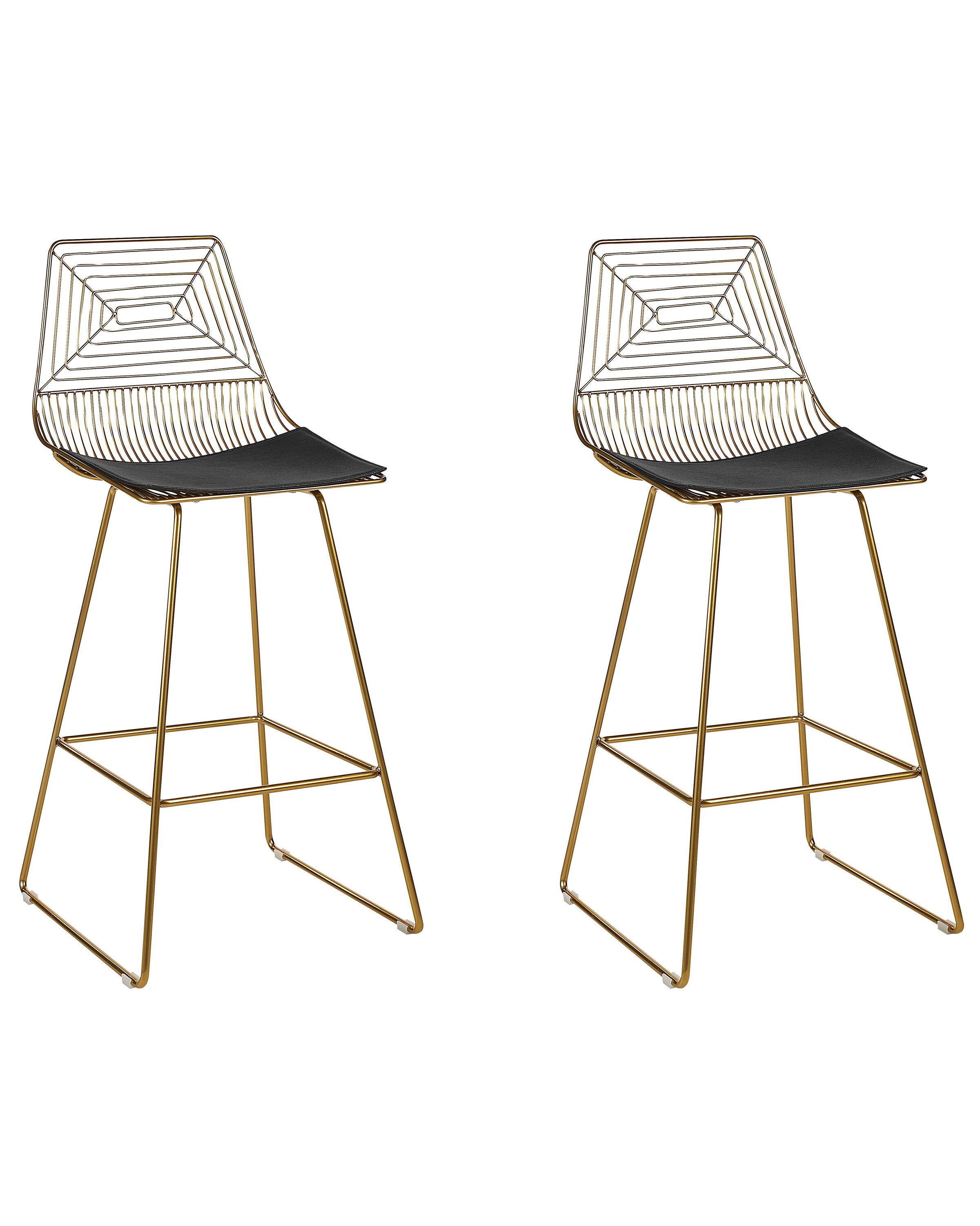 Set of 2 Metal Bar Chairs Gold BISBEE - Gemini Interiors