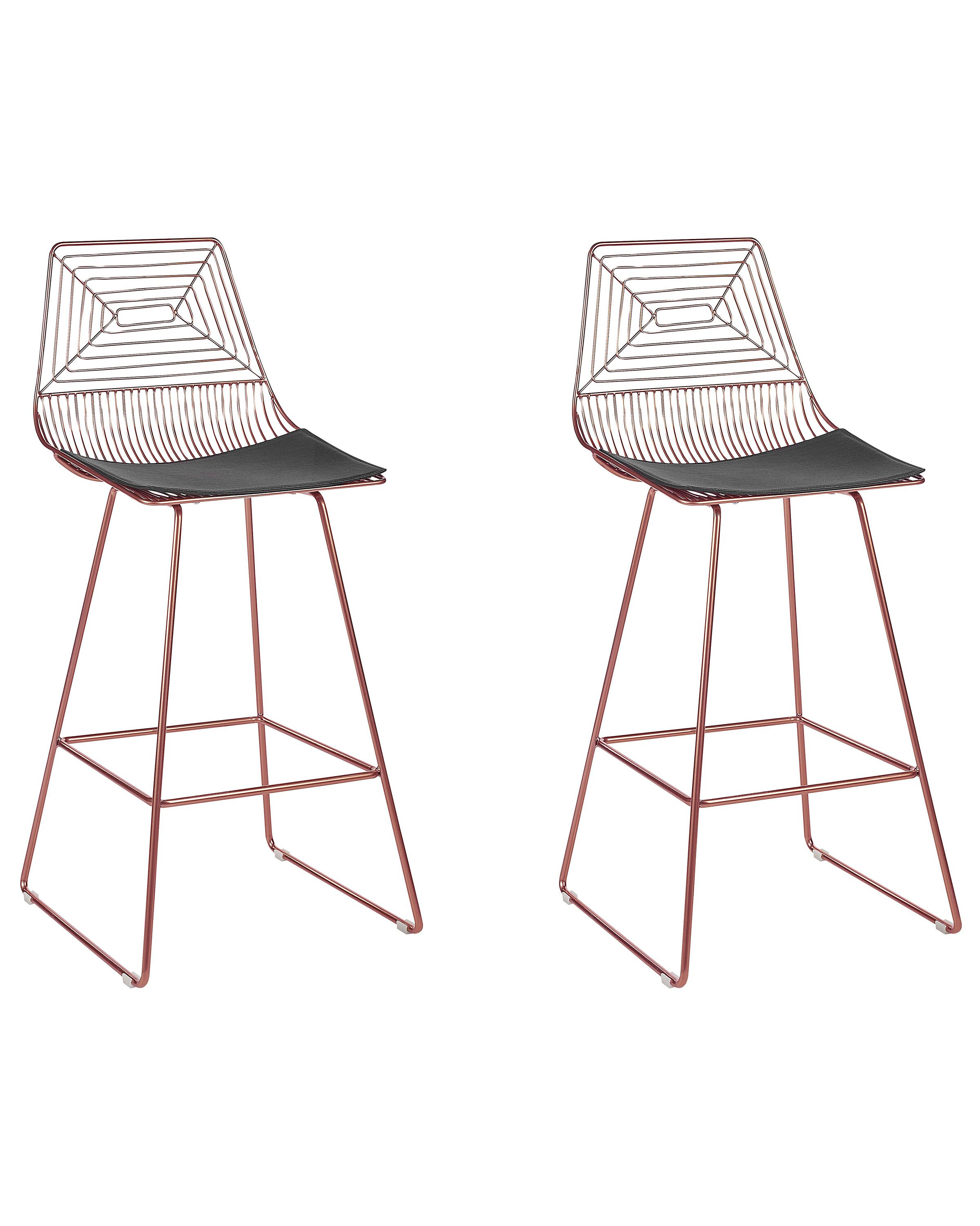 Set of 2 Metal Bar Chairs Rose Gold BISBEE - Gemini Interiors